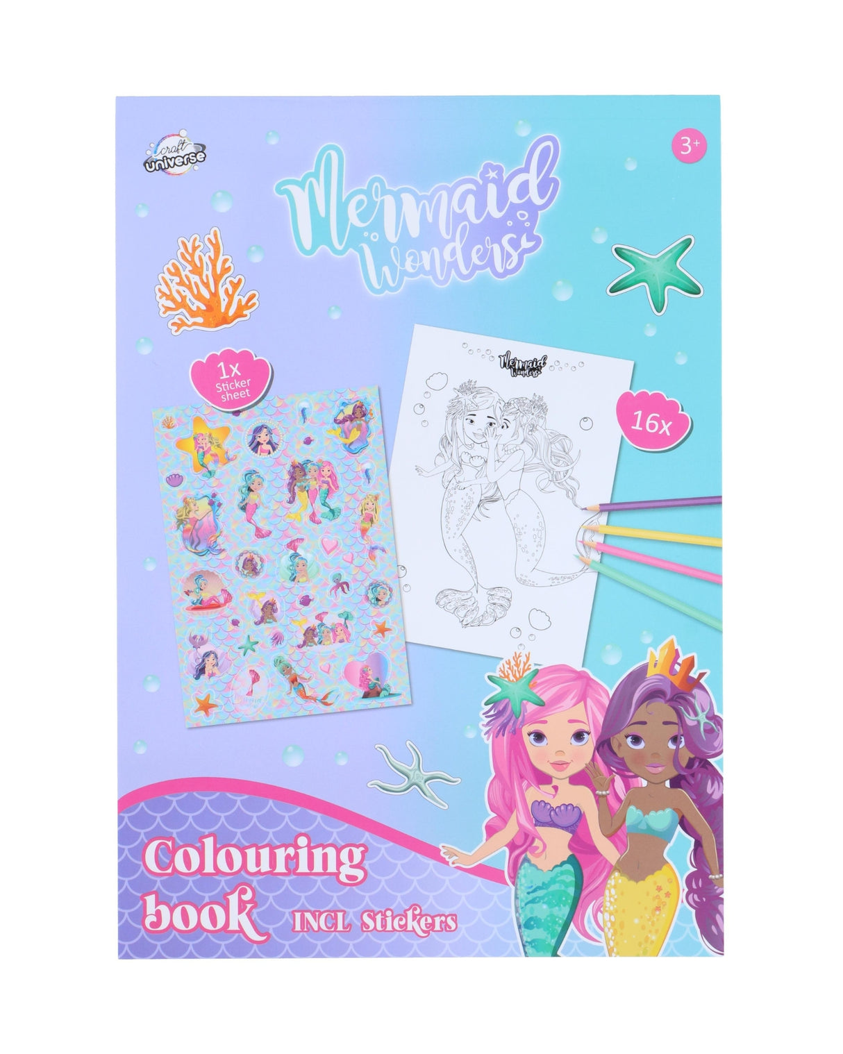 Malebog A4 med stickers og 16 sider