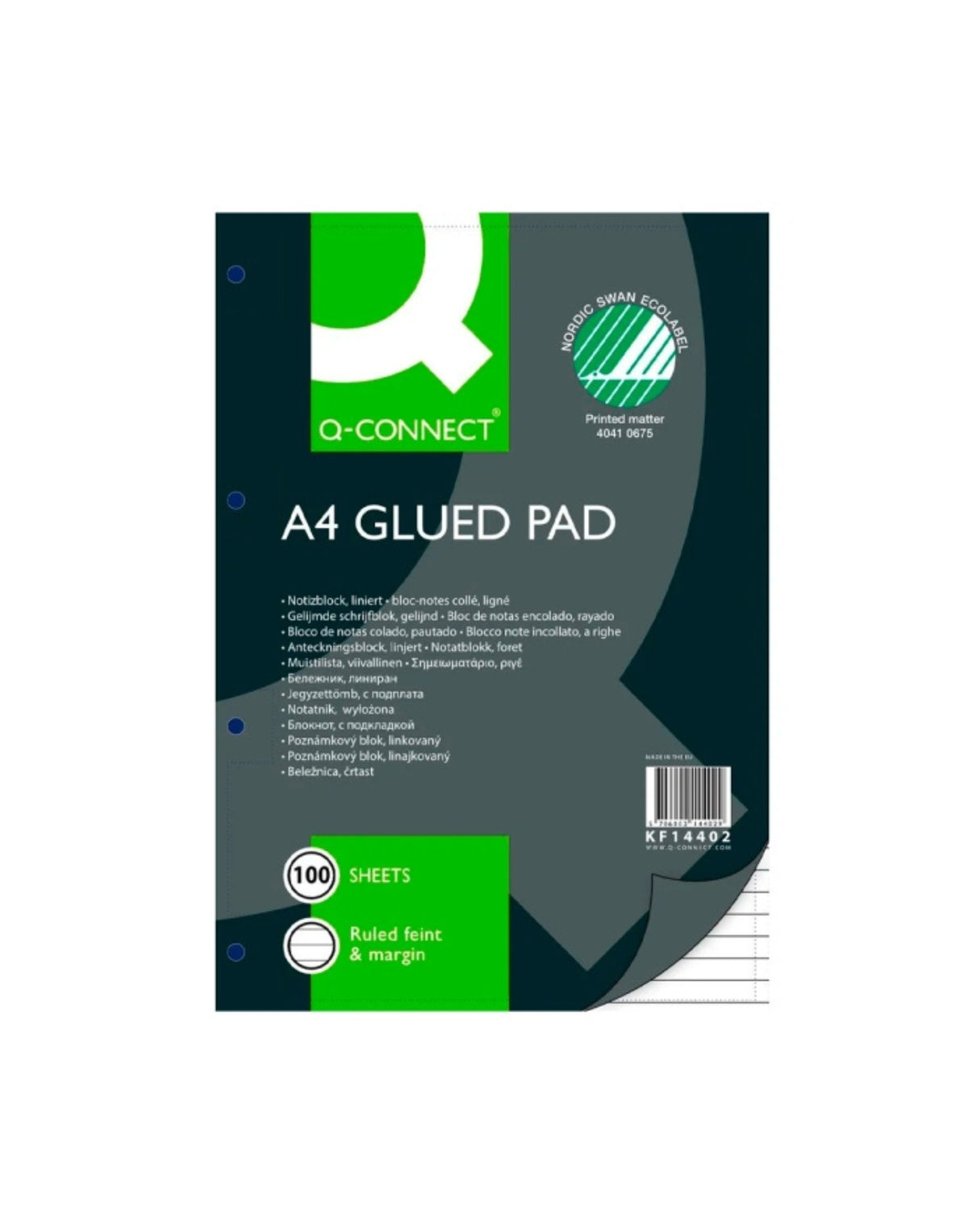 Standardblok A4 linjeret med 4 huller sidelimet