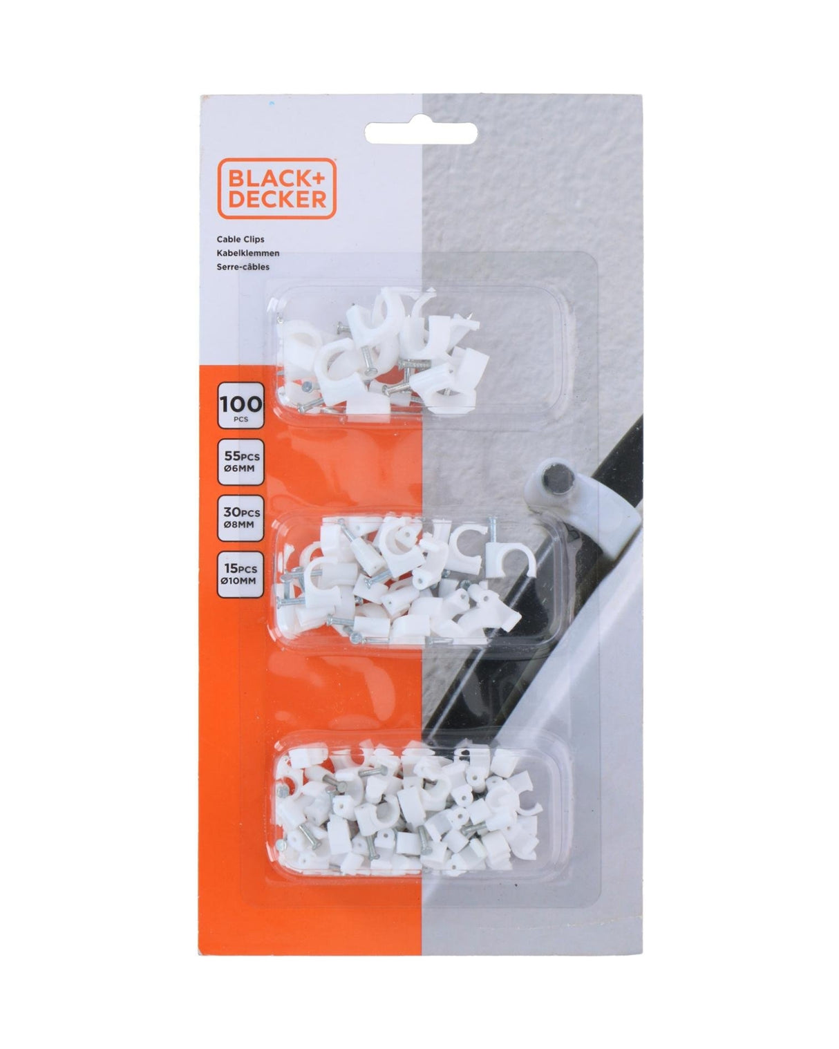 Lednings clips 100 stk - Black+Decker
