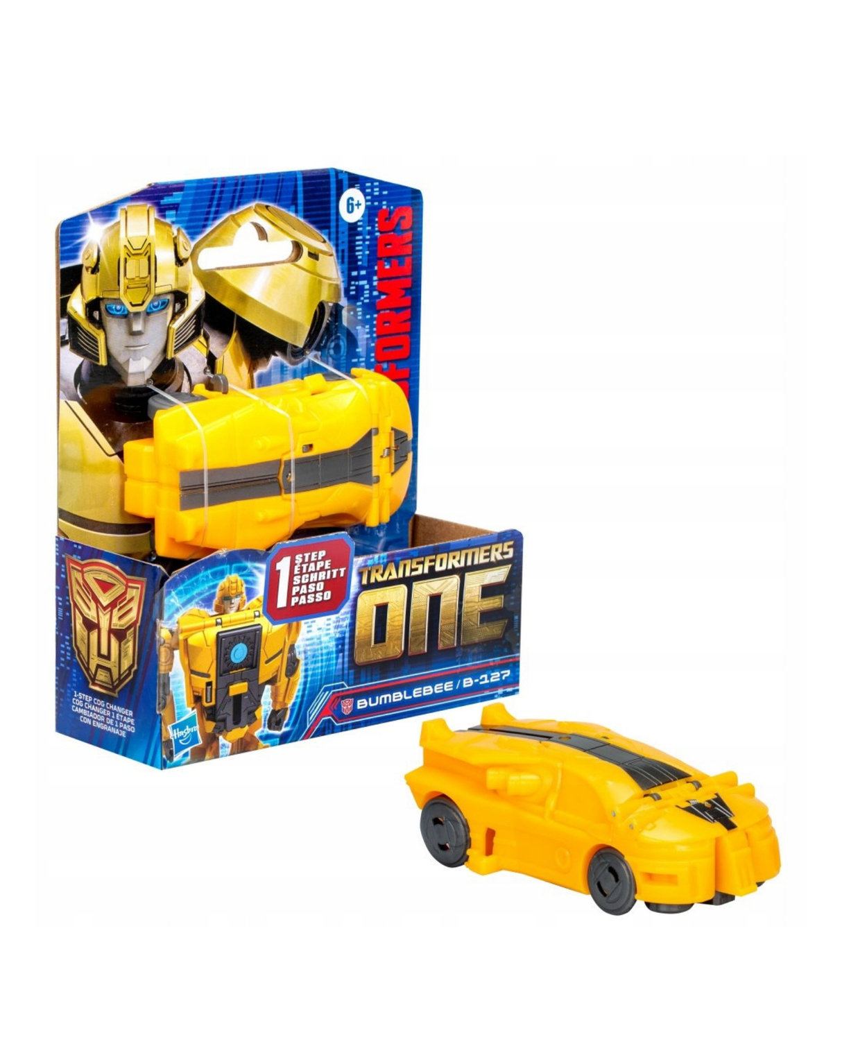Transformers One 1-Step Changer 10 cm. gul med sølv stribe.
