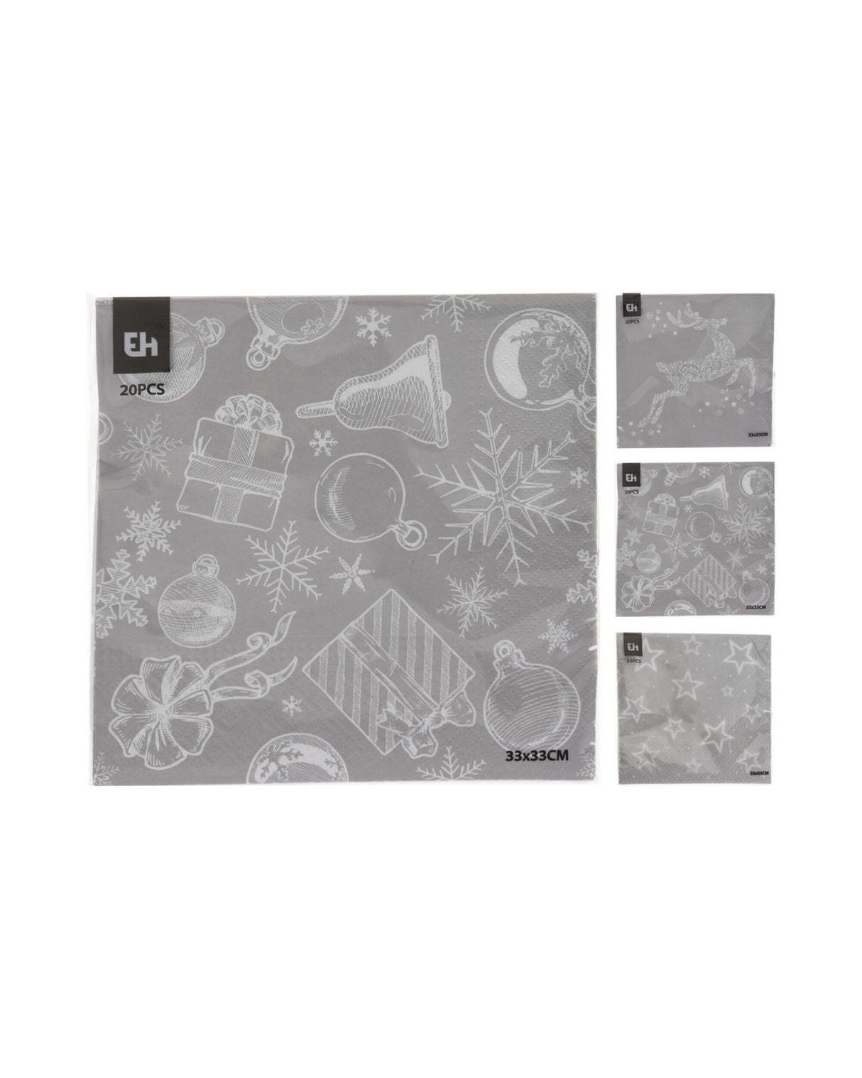 Servietter JUL 33x33cm 20stk -3ass