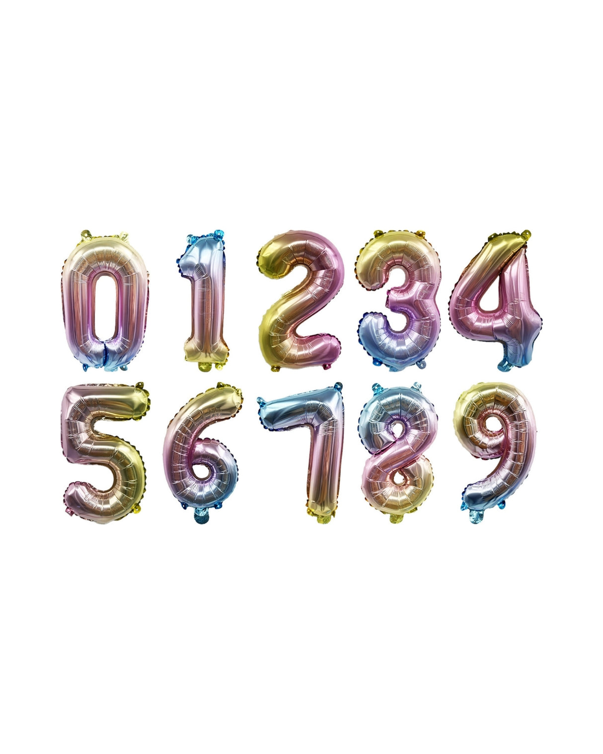Ballonfolie 35 cm – Tal 0-9 – Multifarvet