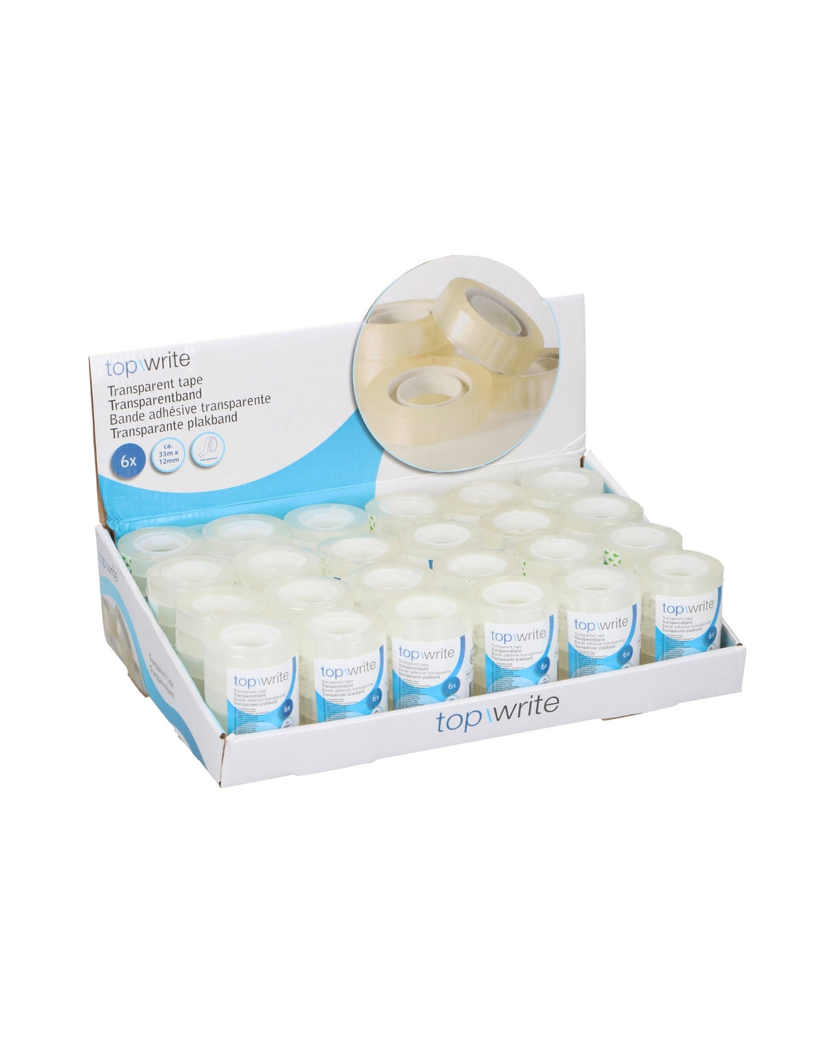 Tape transparent 12 mm x 33 meter 6 ruller - Topwrite