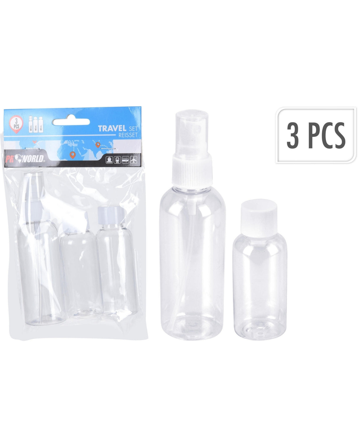 Rejse flasker i plast 3 dele