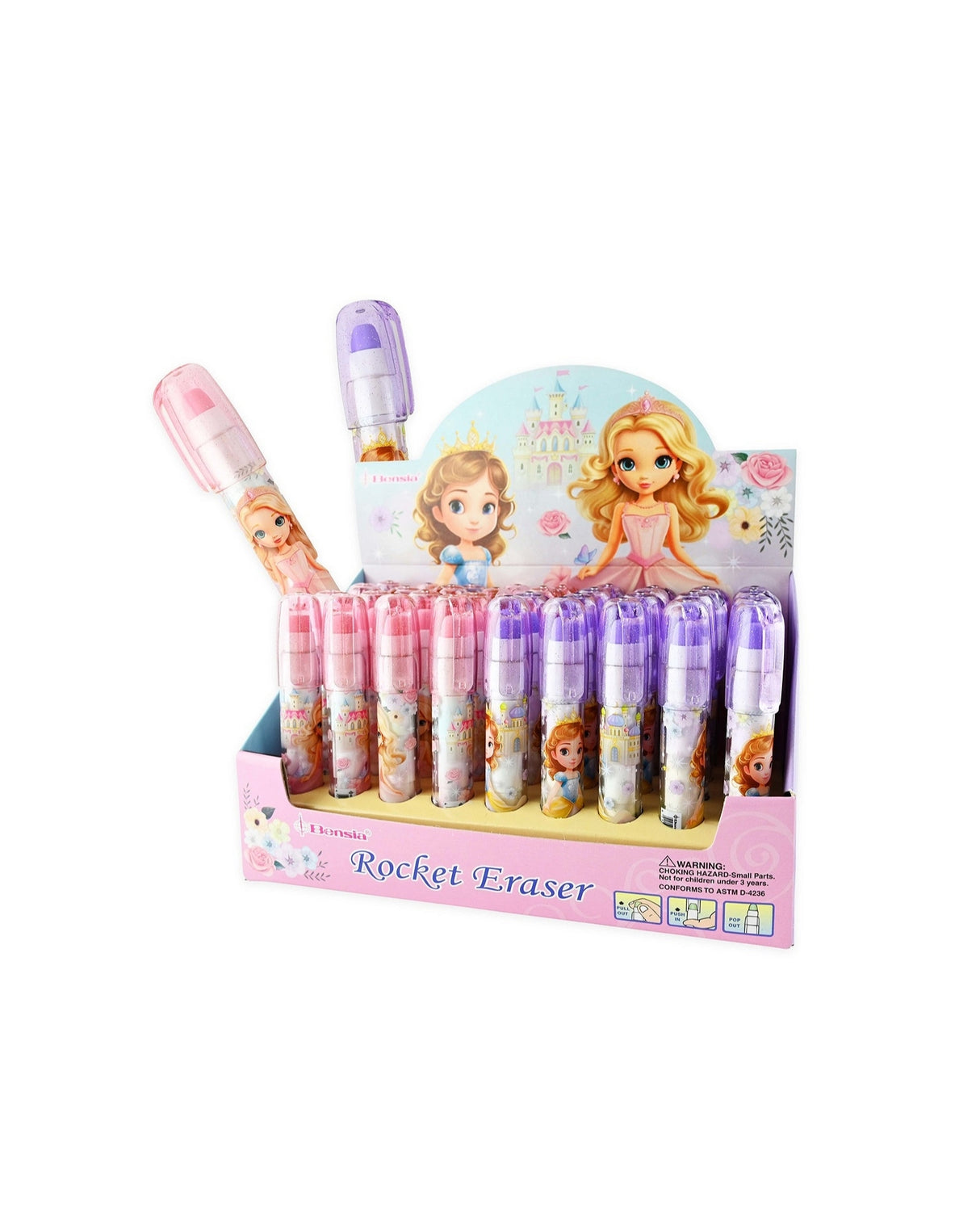 Viskelæder med skub-up stifter - Prinsesser