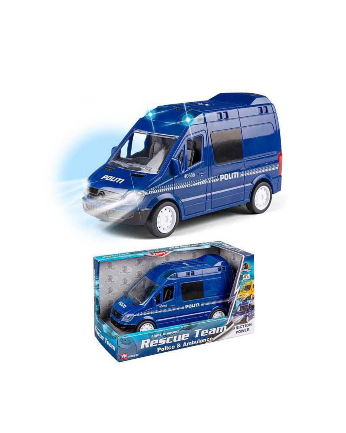 Politibil med lys og lyd