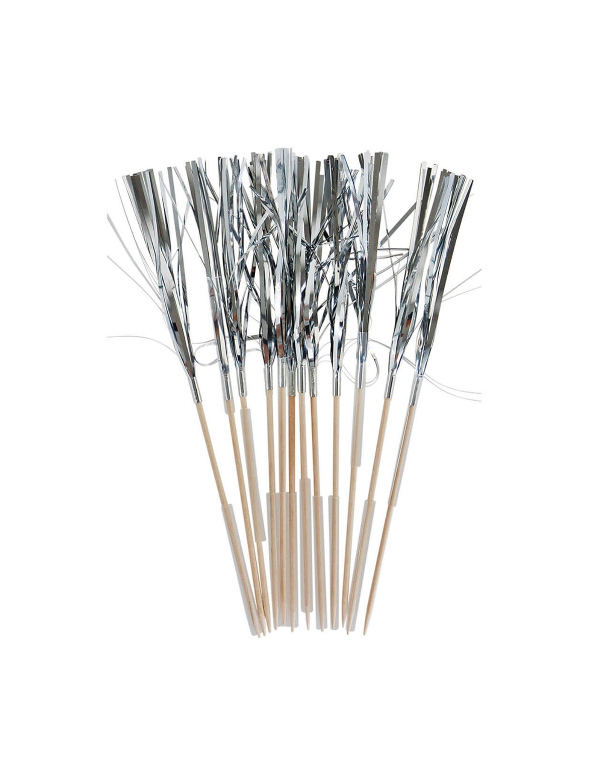 Pyntesticks 12 stk. træ og folie 15 cm. sølv
