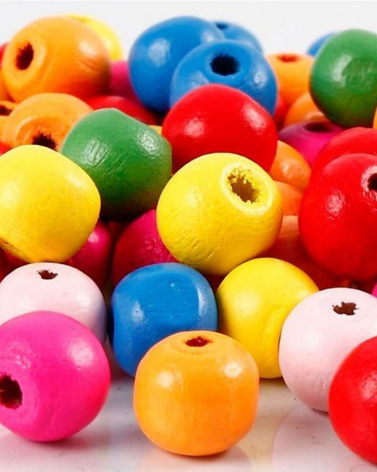 Træperlemix, diam. 10 mm, hulstr. 2,5-3 mm, ass. farver, 22 g/ 1 pk.