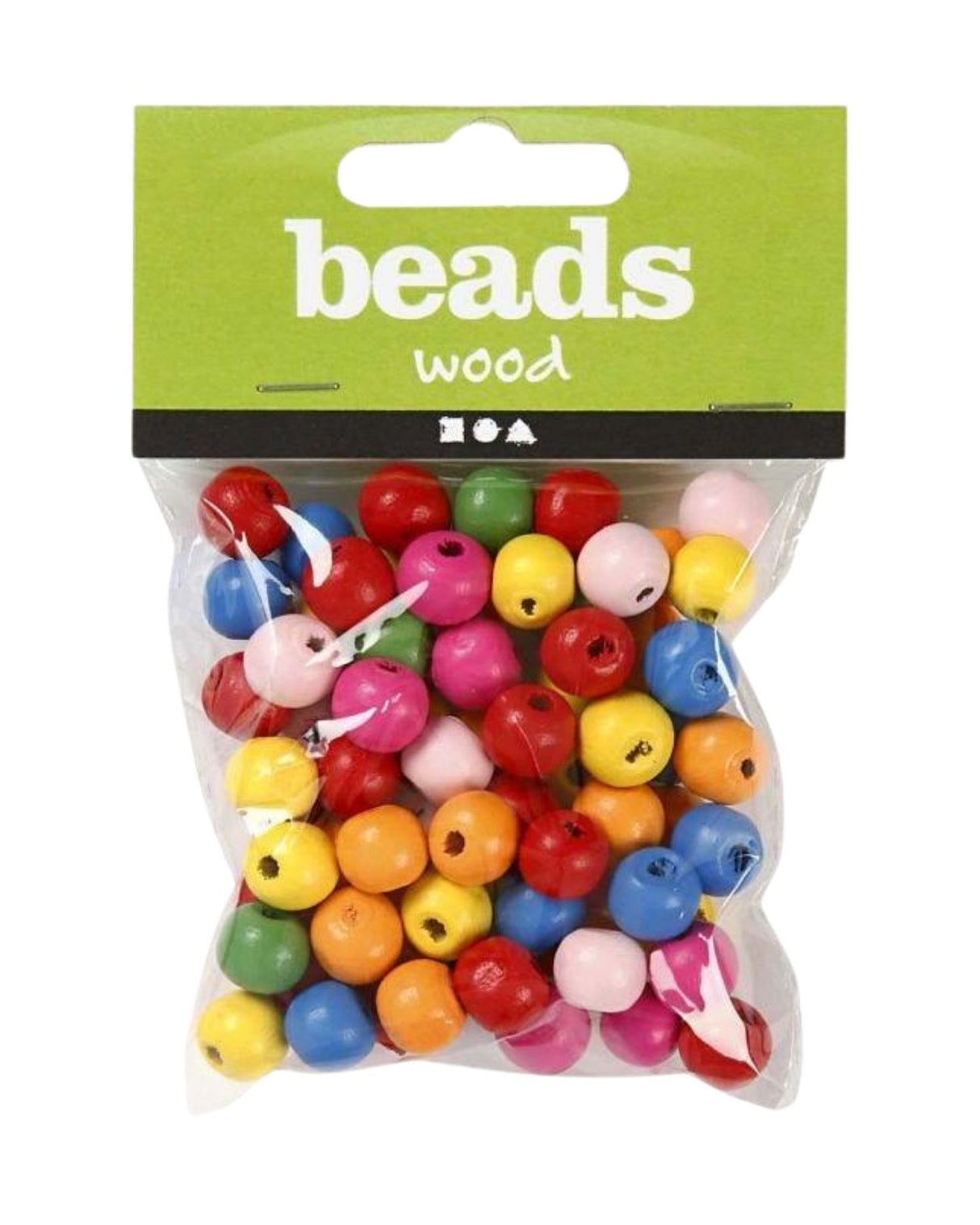 Træperlemix, diam. 10 mm, hulstr. 2,5-3 mm, ass. farver, 22 g/ 1 pk.