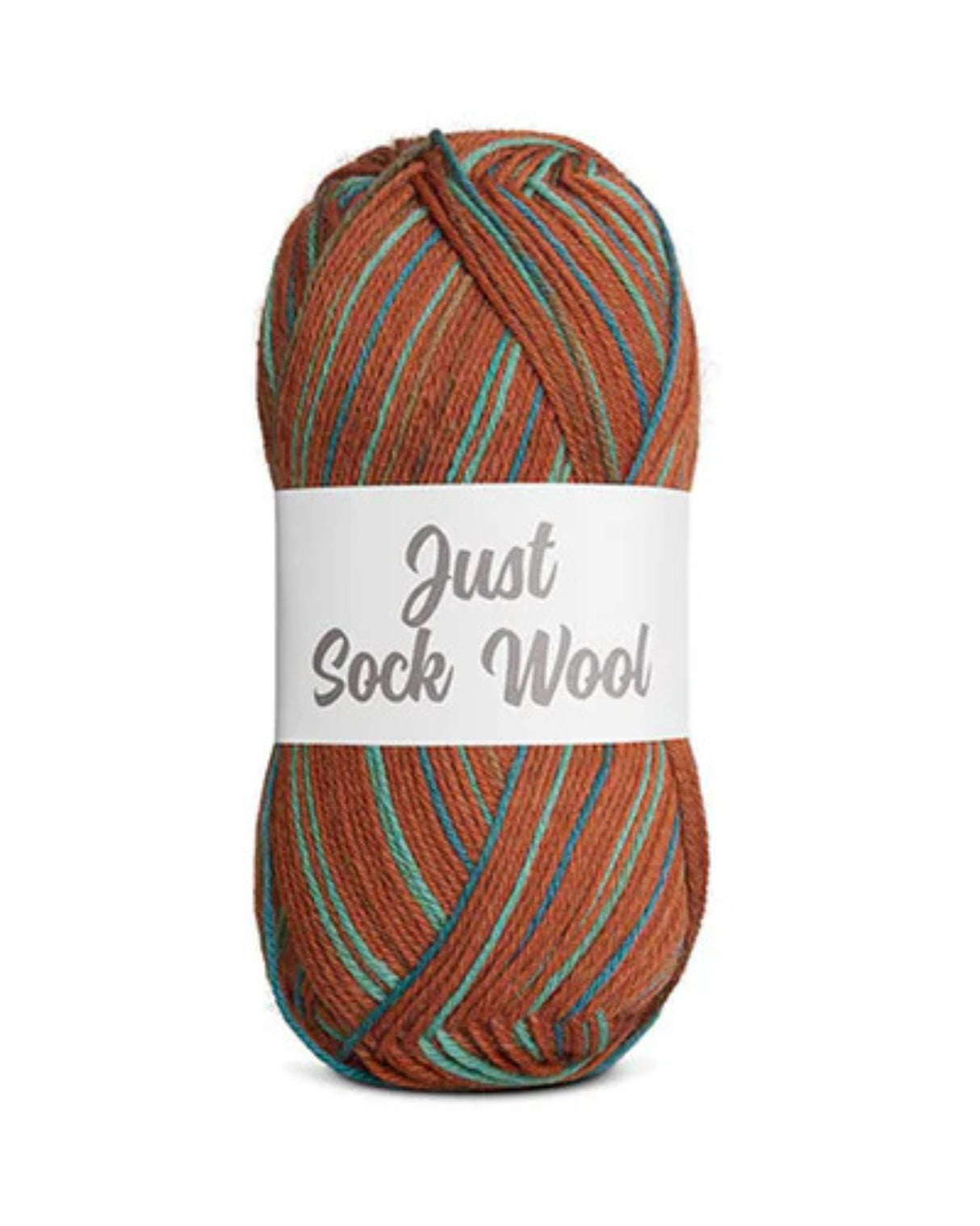 Just Sock Wool 50g - Fv.5 Rust/Petroleumsblå/Tyrkis - Fra Mayflower