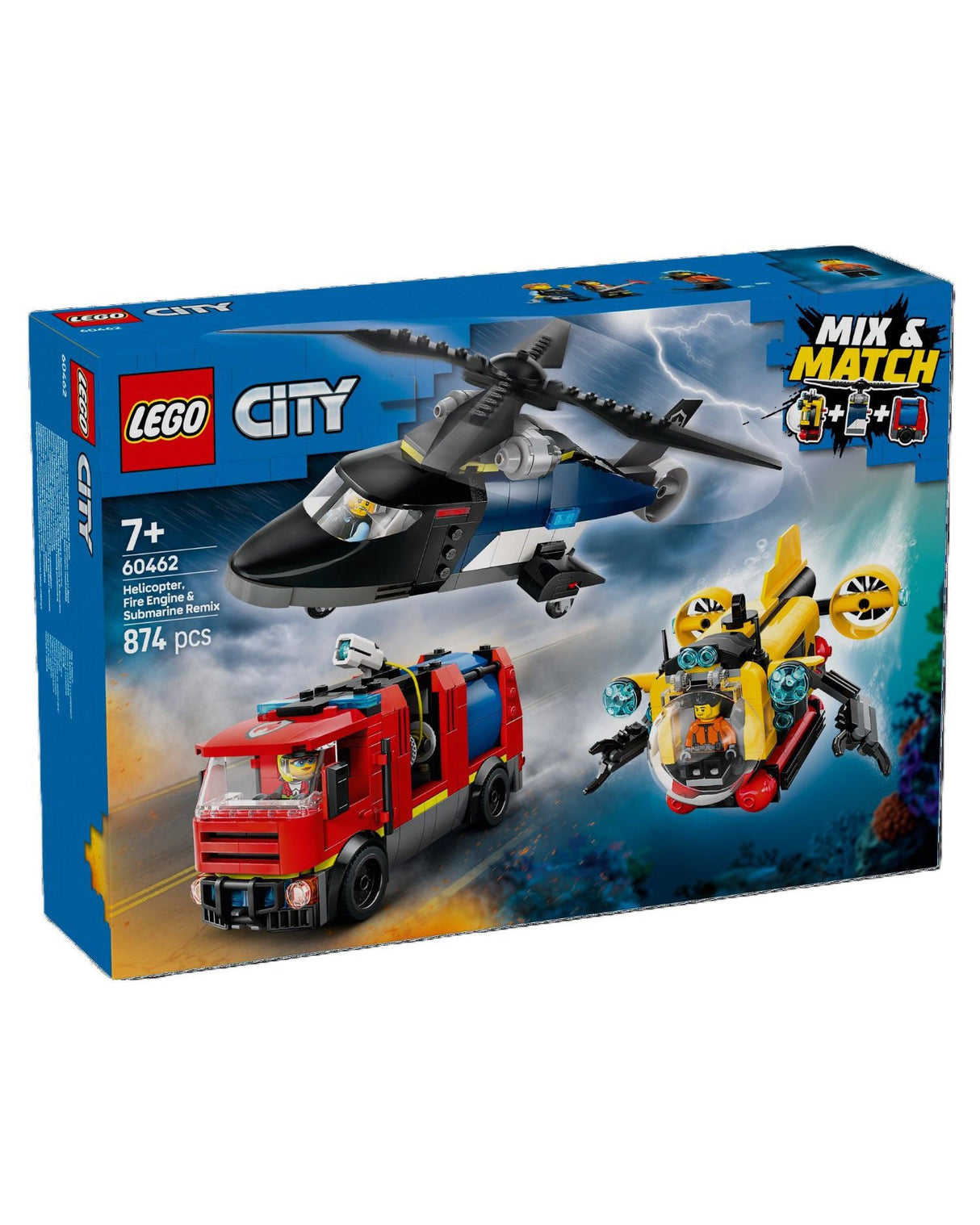 LEGO 60462 Remix – helikopter, brandbil og ubåd - LEGO City