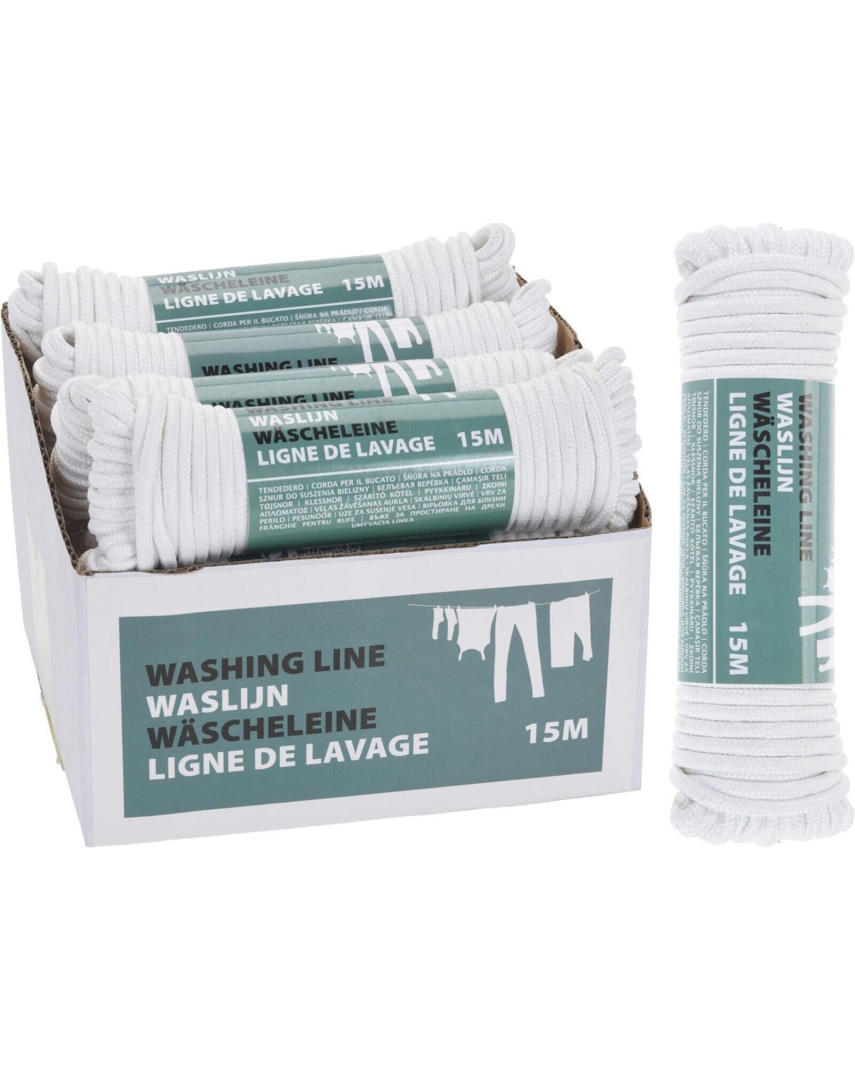 Tørresnor 15 meter hvid