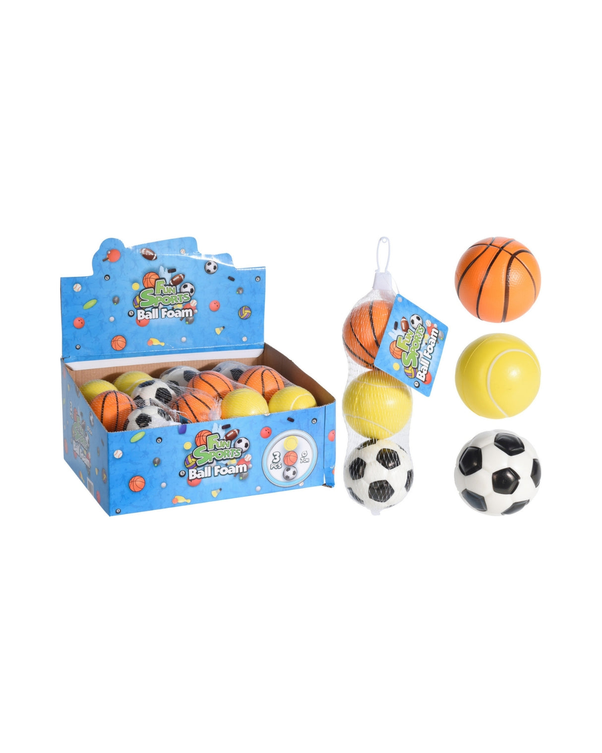 Bolde i skum Ø7 cm sæt med 3 stk