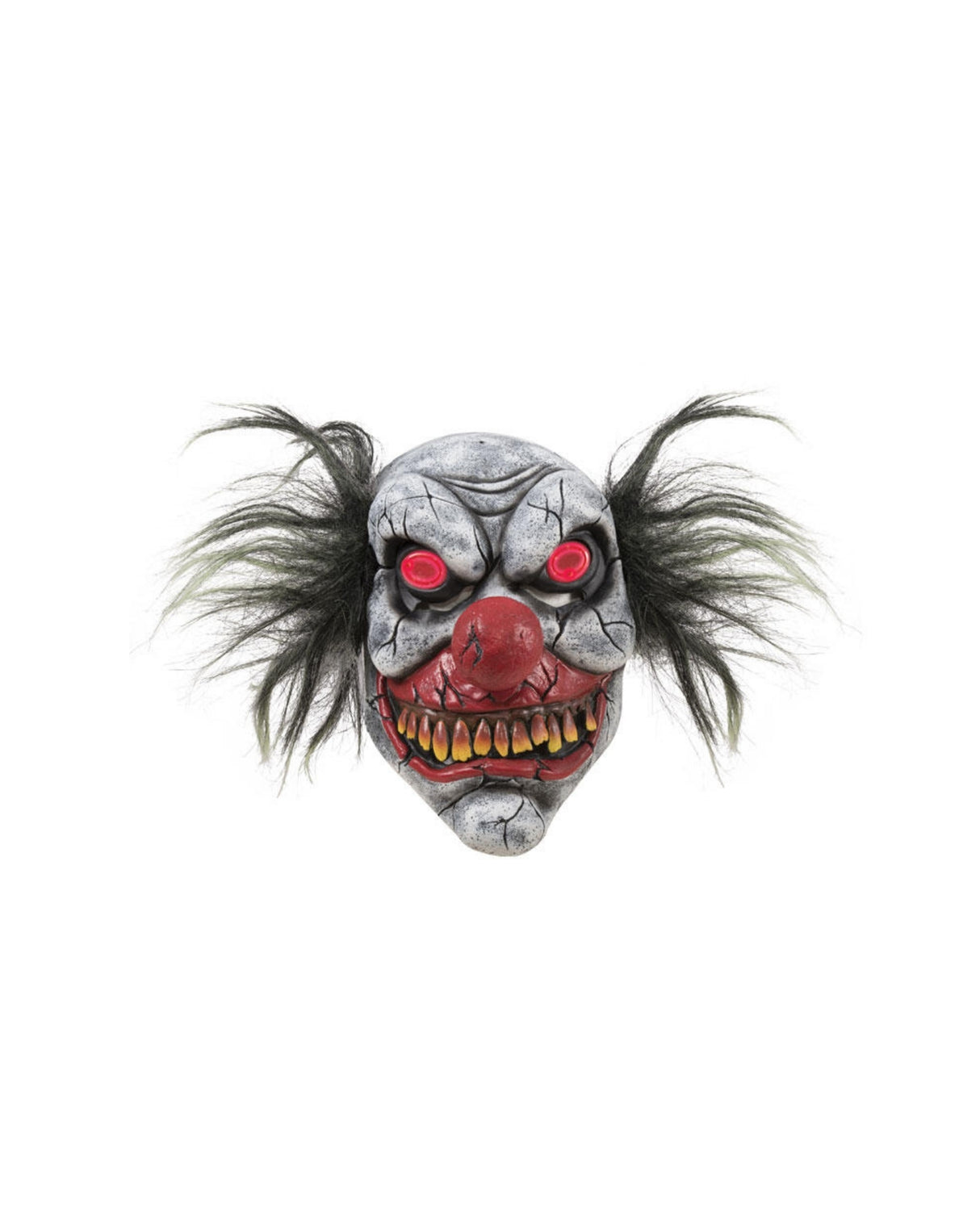 Clown mask with hair - latex with glowing eyes