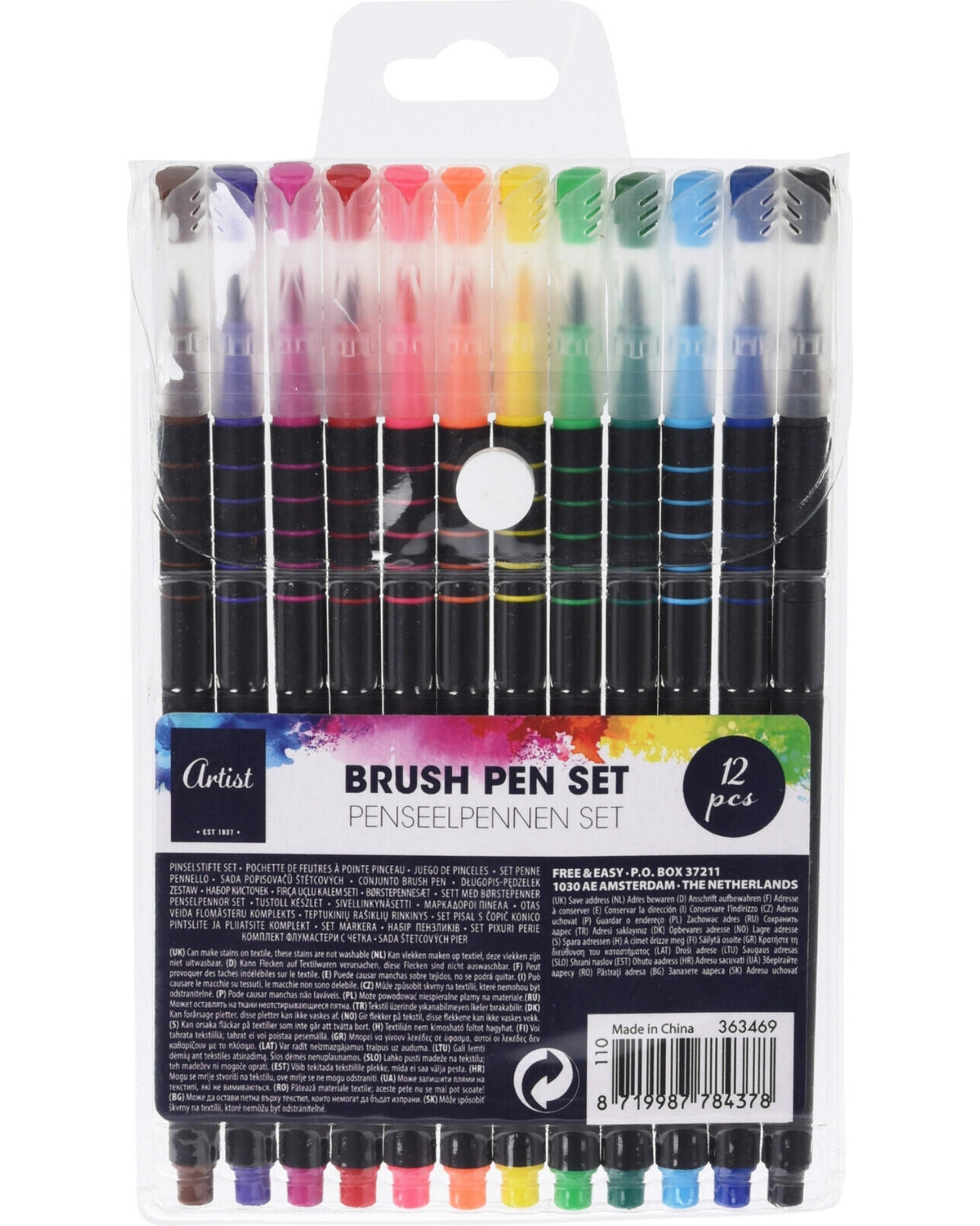 Pensel tusser / markers 12 stk