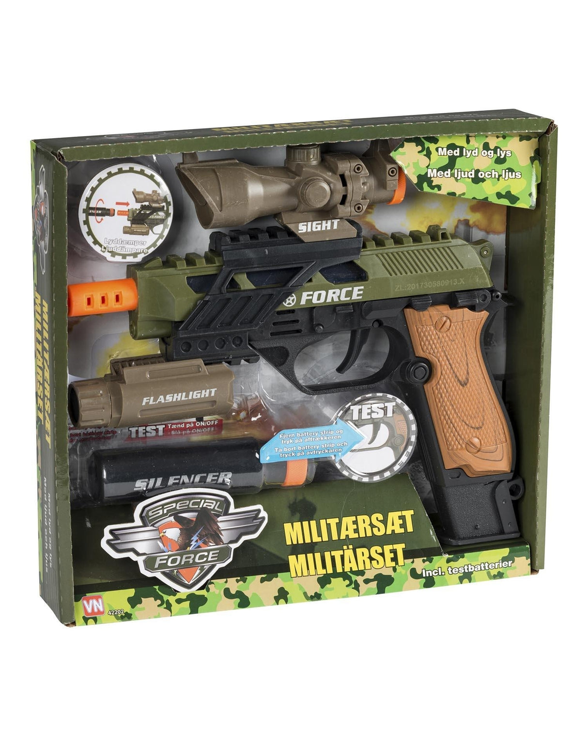 Military gun set with battery