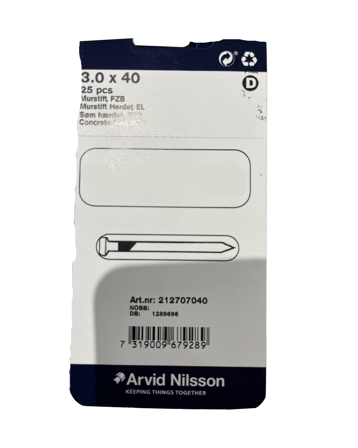 Betonsøm hærdet FZB 3,0 X 40 mm 25 Stk