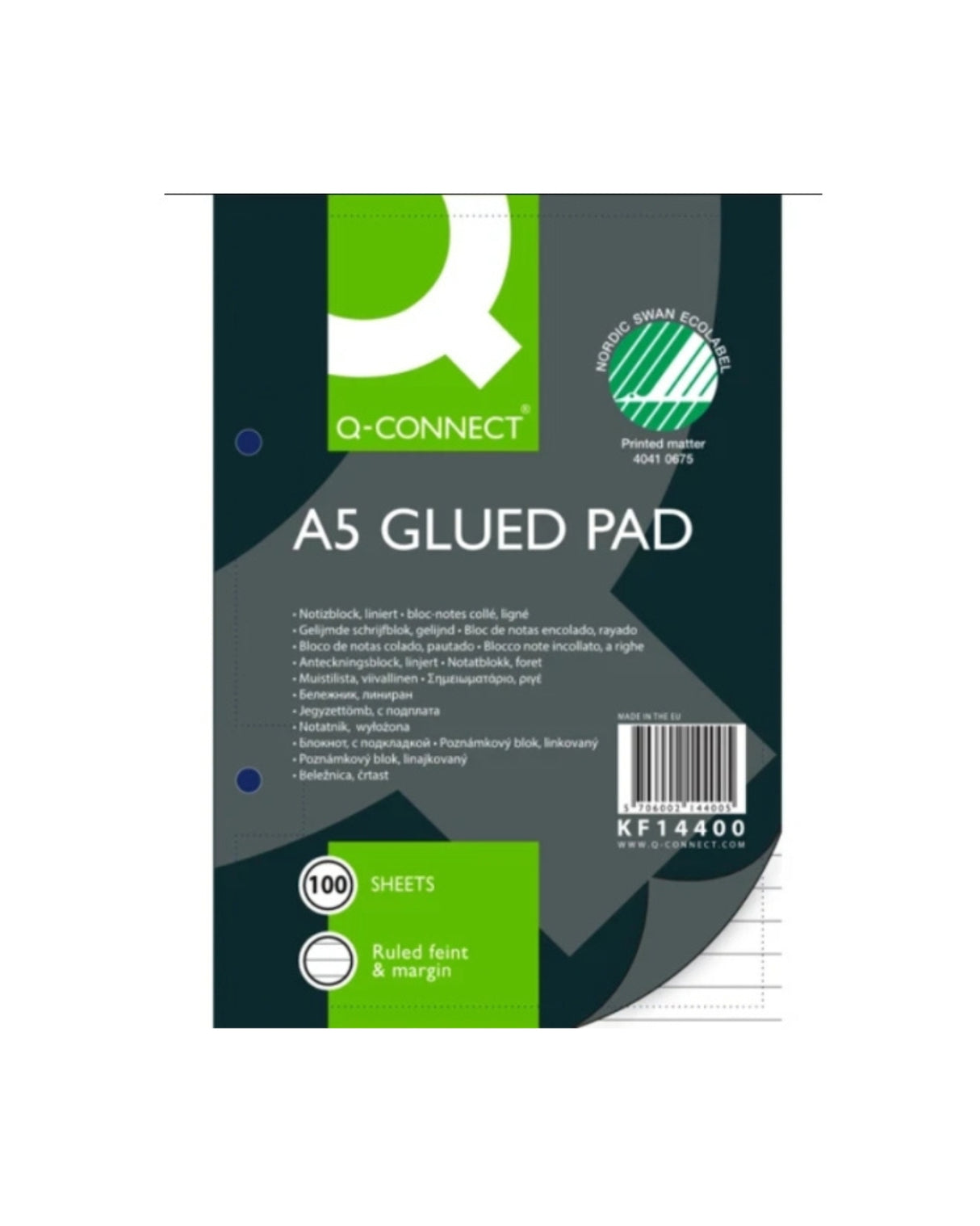 Standardblok A5 linjeret 2 huller sidelimet