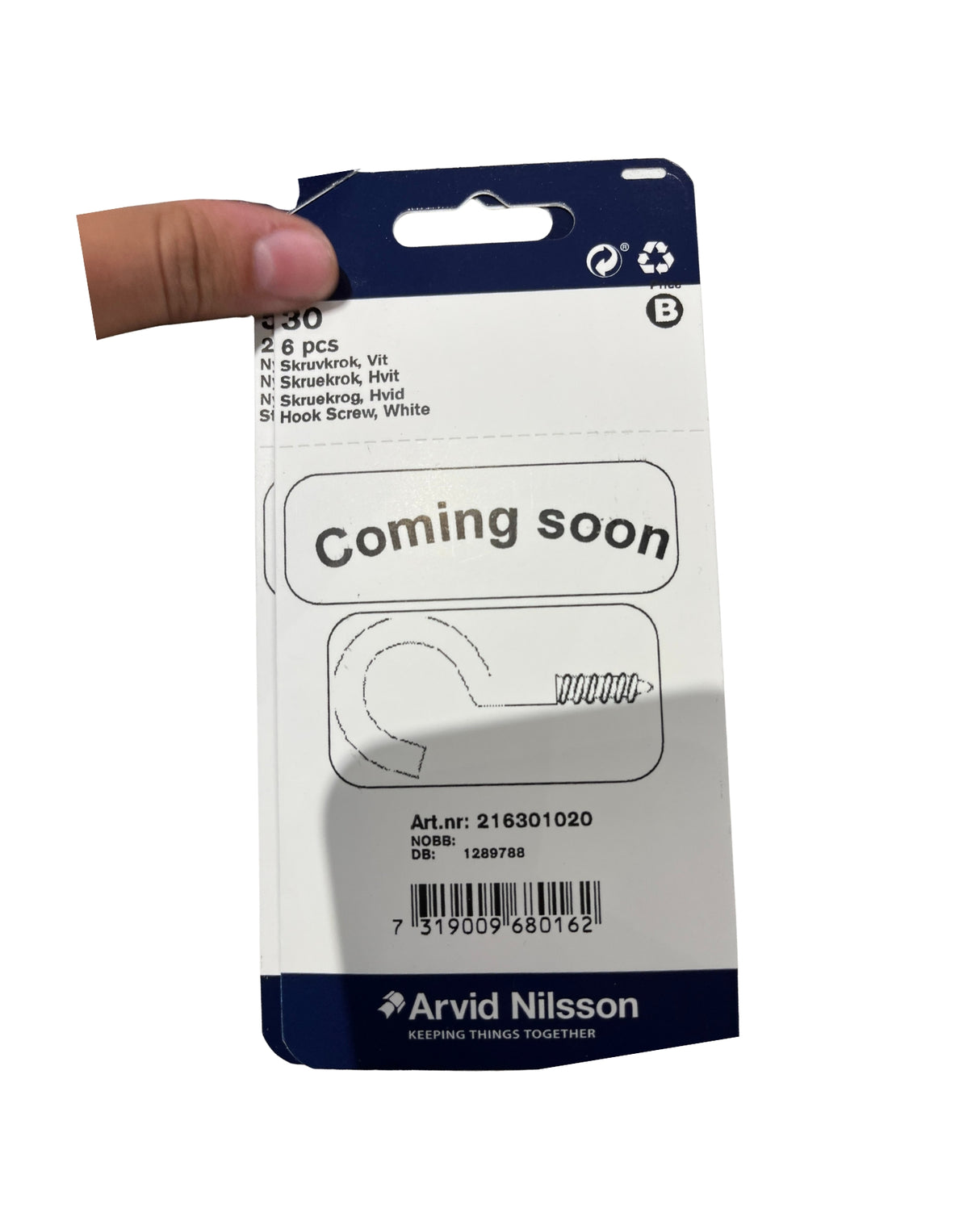 Skruekrog 30 mm epoxy hvid 6 Stk