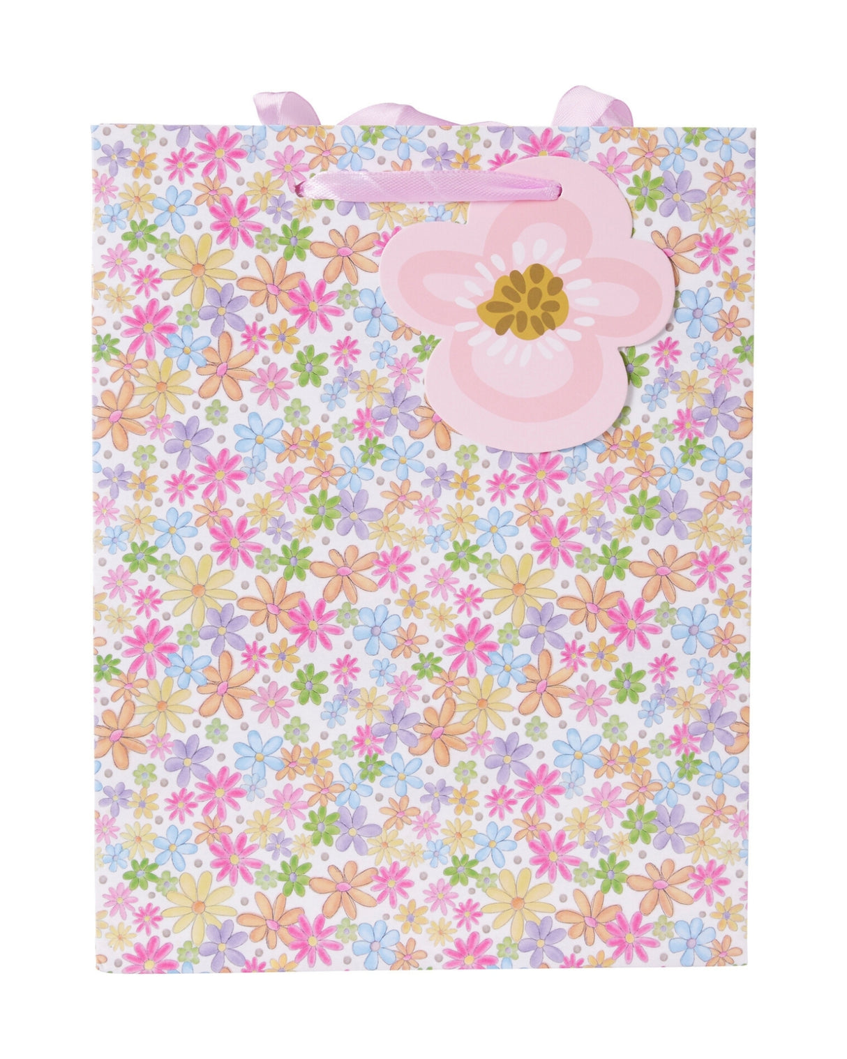 Lille gavepose med blomsterdesign – 23 x 18 x 10 cm