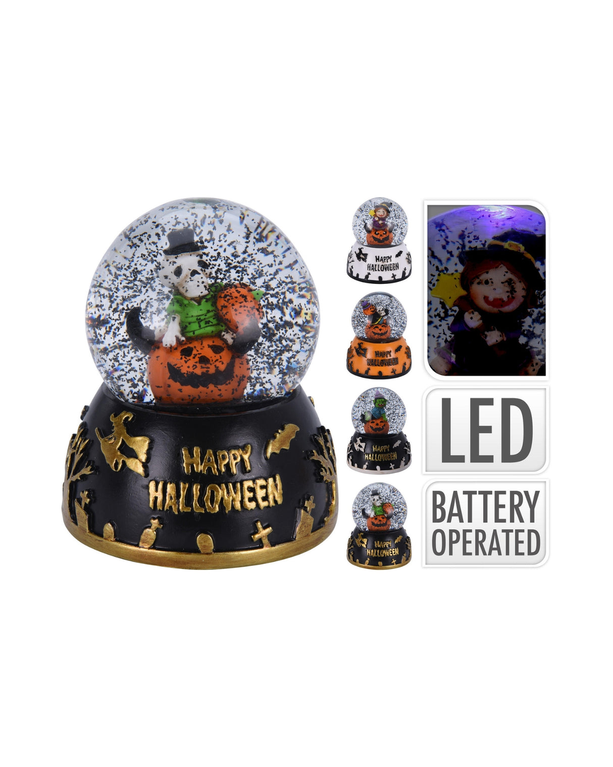 Halloween kugle 65mm med LED og vand