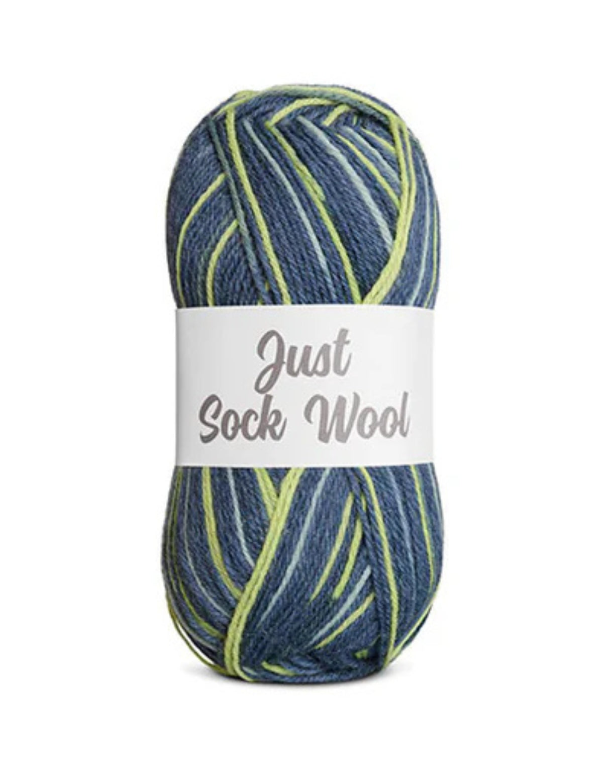Just Sock Wool 50g - Fv.3 Marine/Lyseblå/Lime - Fra Mayflower