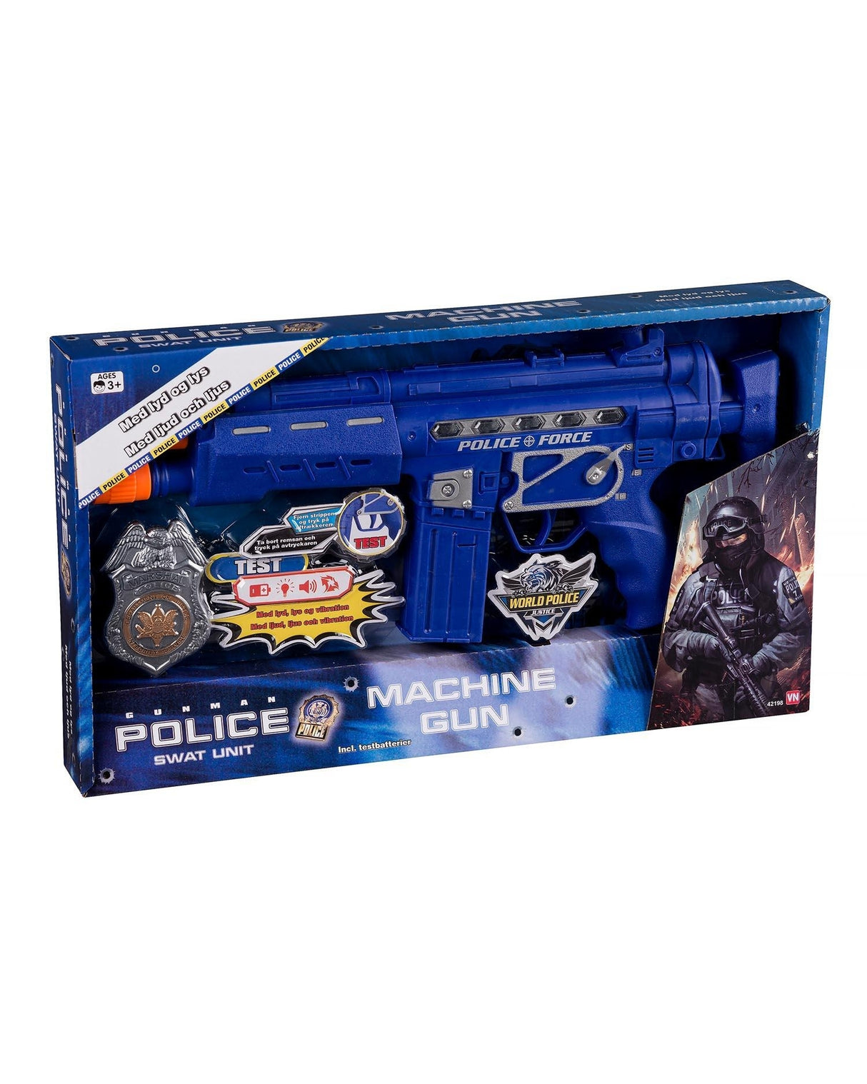 Maskingevær Politi med lys og lyd