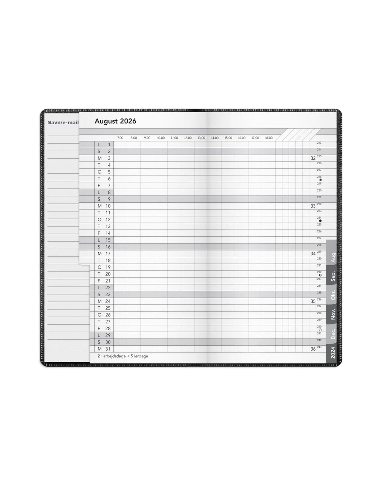 Månedskalender 2026 sort - Fra Mayland