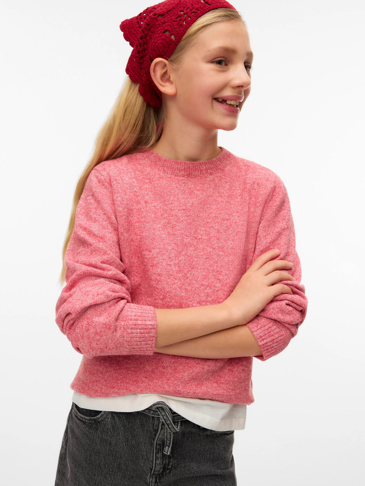 Holly Berry W. WHITE MELANGE Striktrøje fra Vero Moda - 10291741
