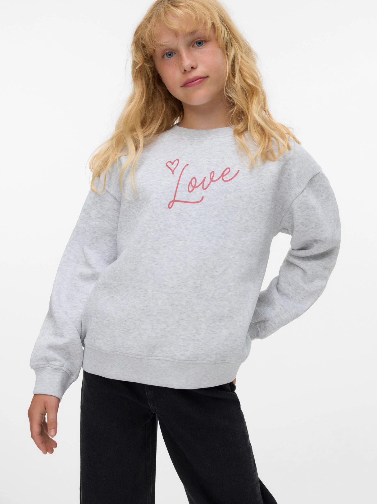 Vero Moda Light Grey Melange LOVE Sweatshirt - 10340549