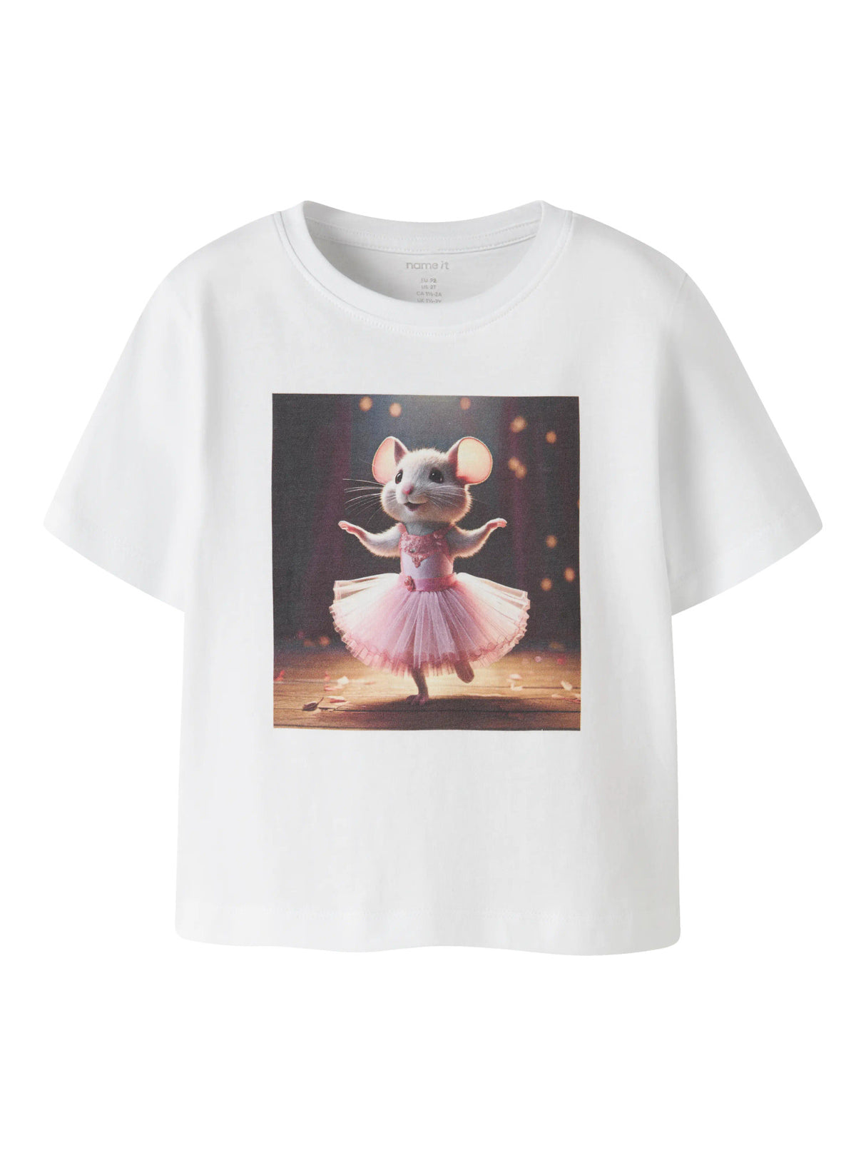 Bright White Ballerina Mouse Bluse fra Name it - 13241600
