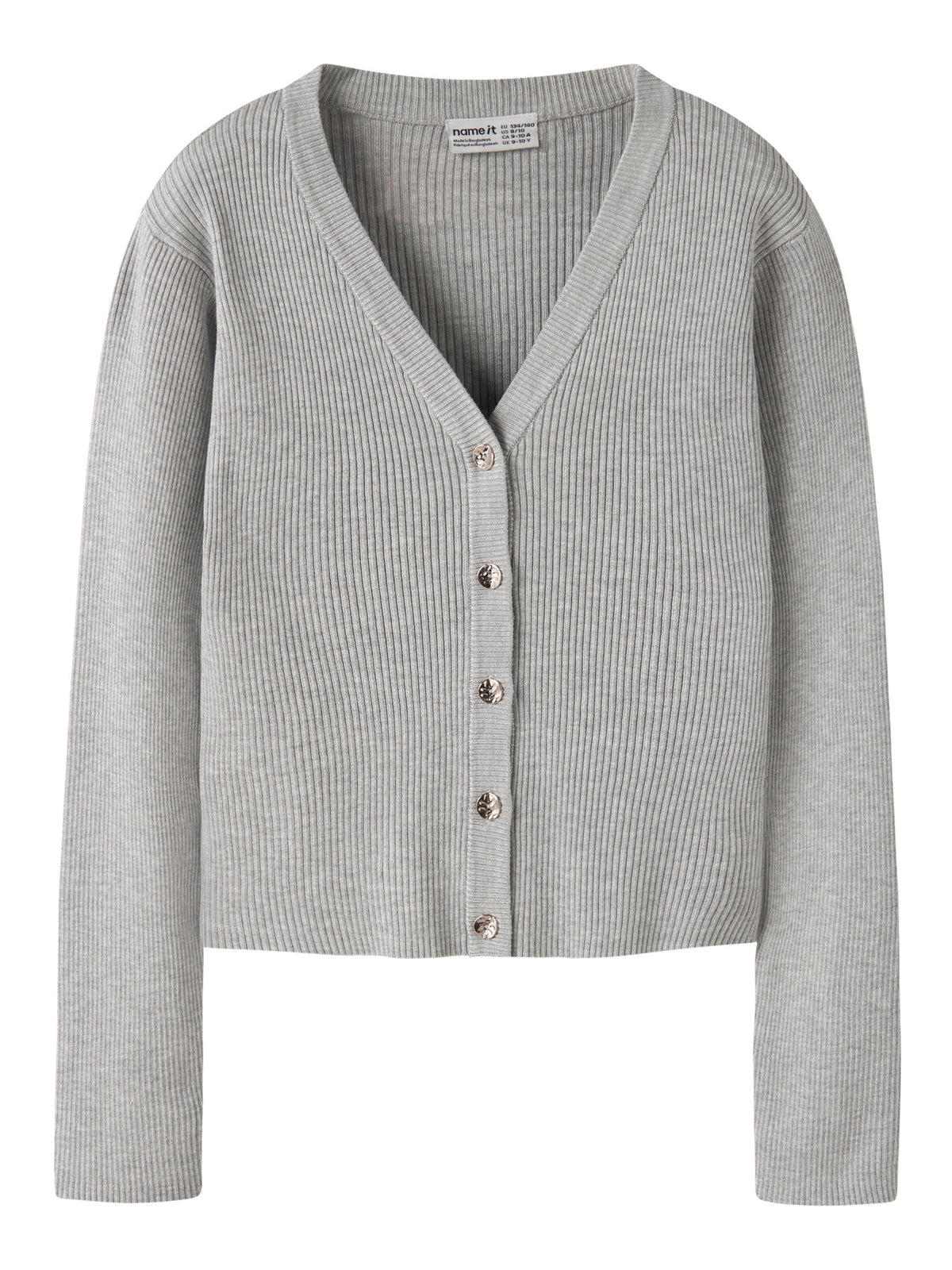 Light Grey Melange Knitted Cardigan fra Name it - 13245597