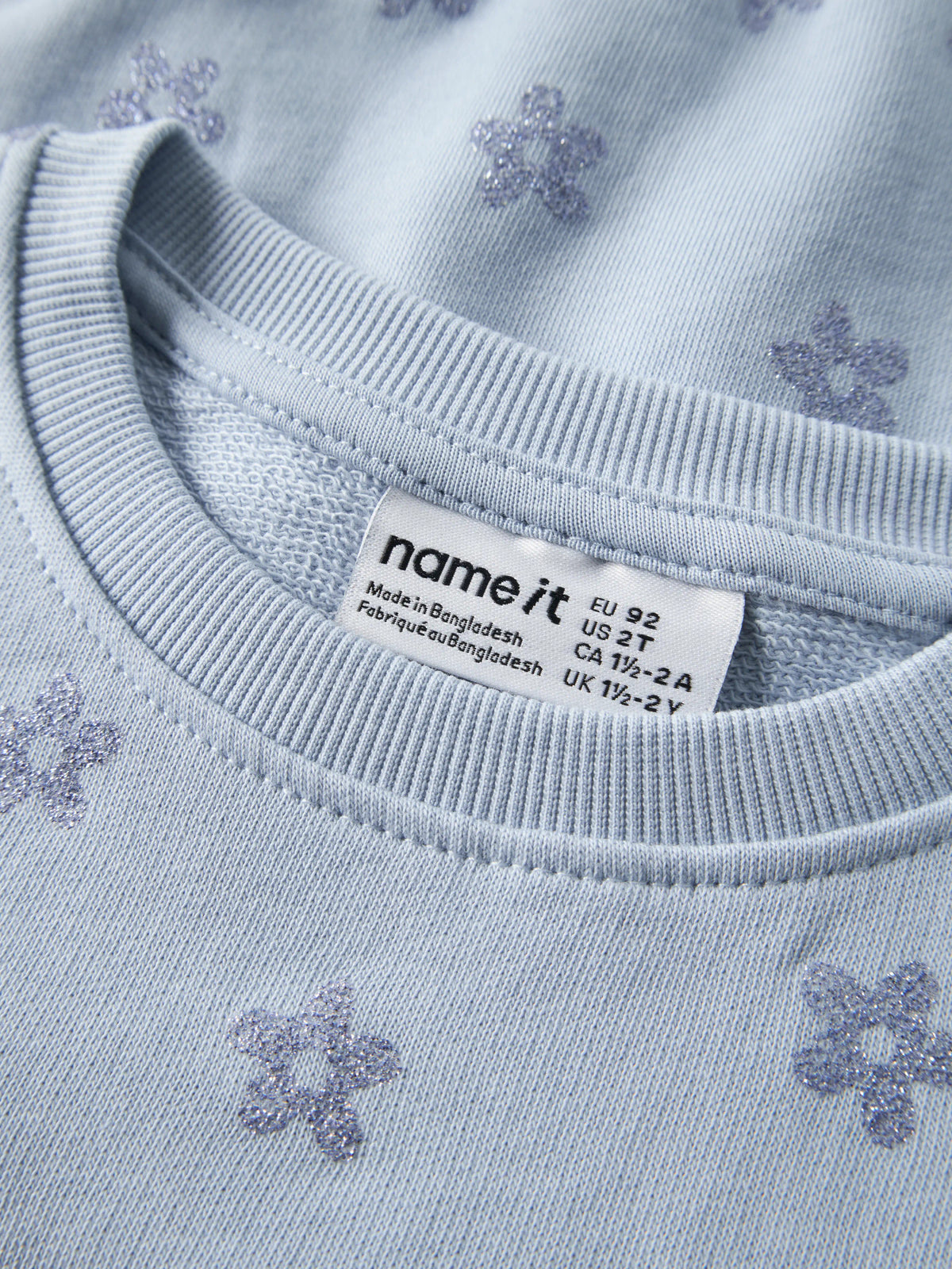 Subdued Blue Glitter Flower Sweatshirt fra Name it - 13246314