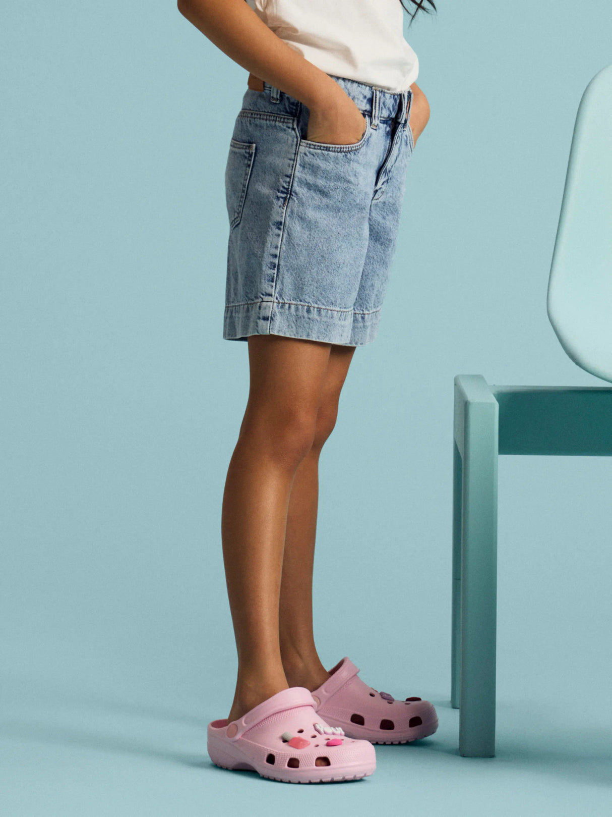 Light Blue Bleached Denim Shorts fra Name it - 13254136