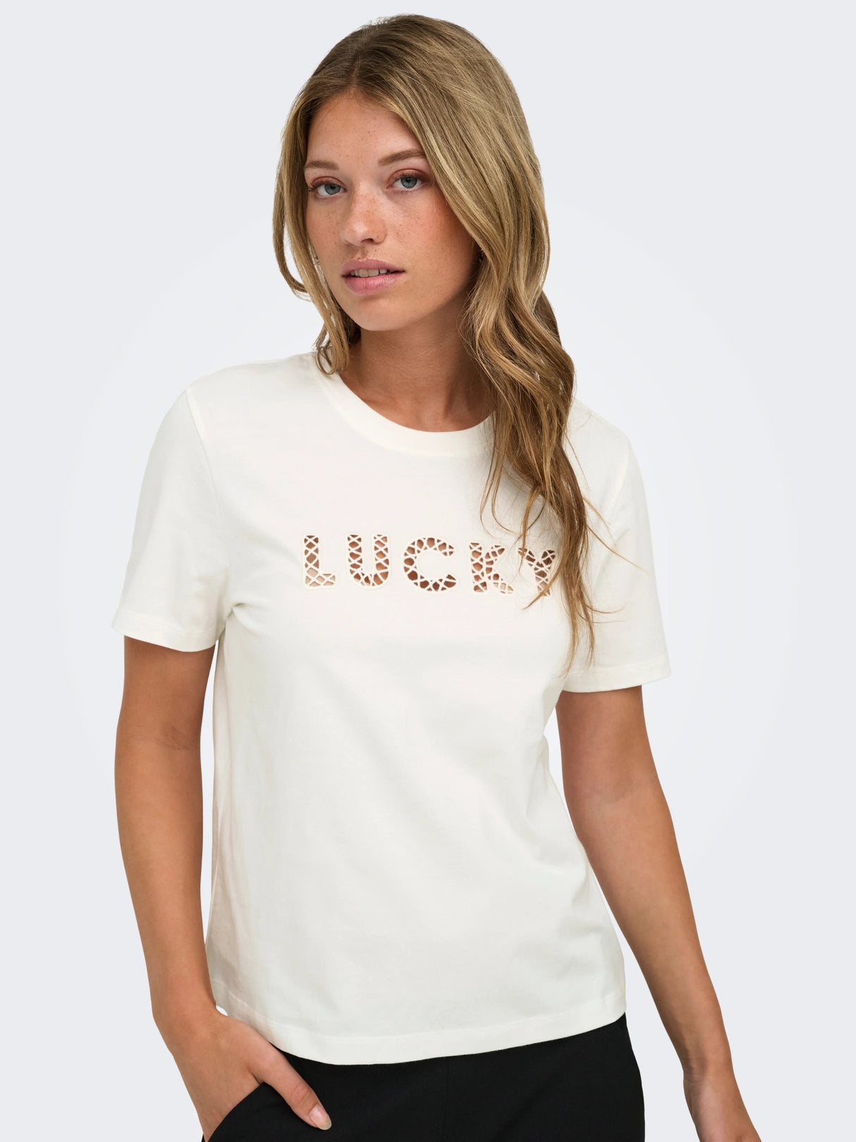 Cloud Dancer LUCKY EMB Top fra JDY - 15356356