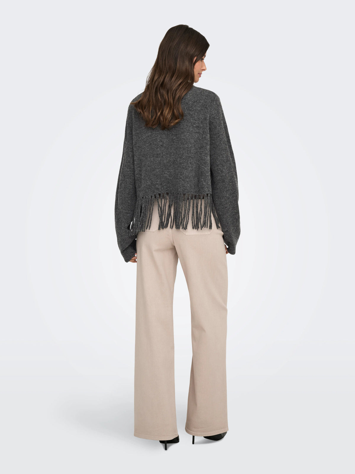 Dark Grey Melange Striktrøje fra JDY - 15374485