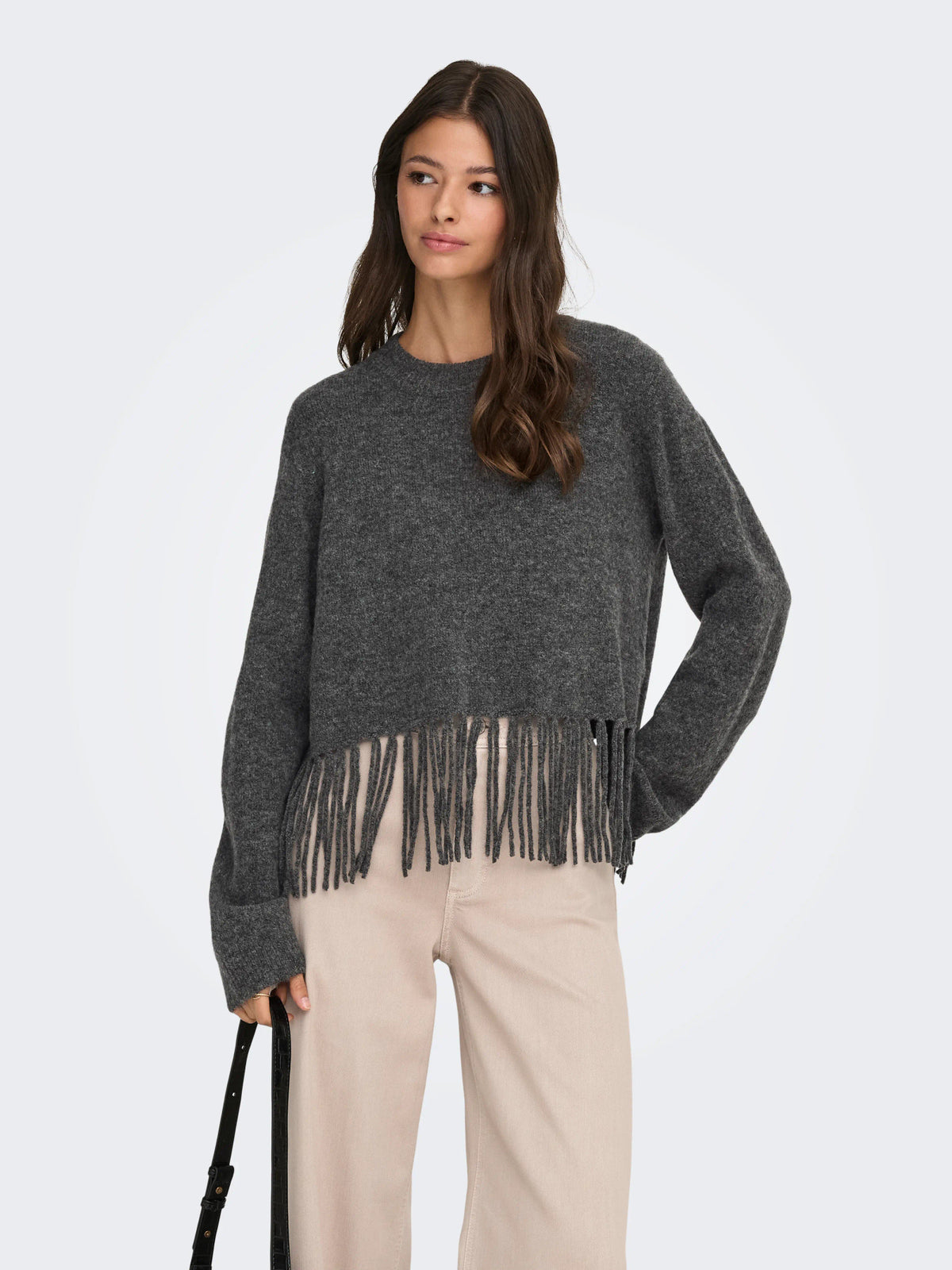 Dark Grey Melange Striktrøje fra JDY - 15374485
