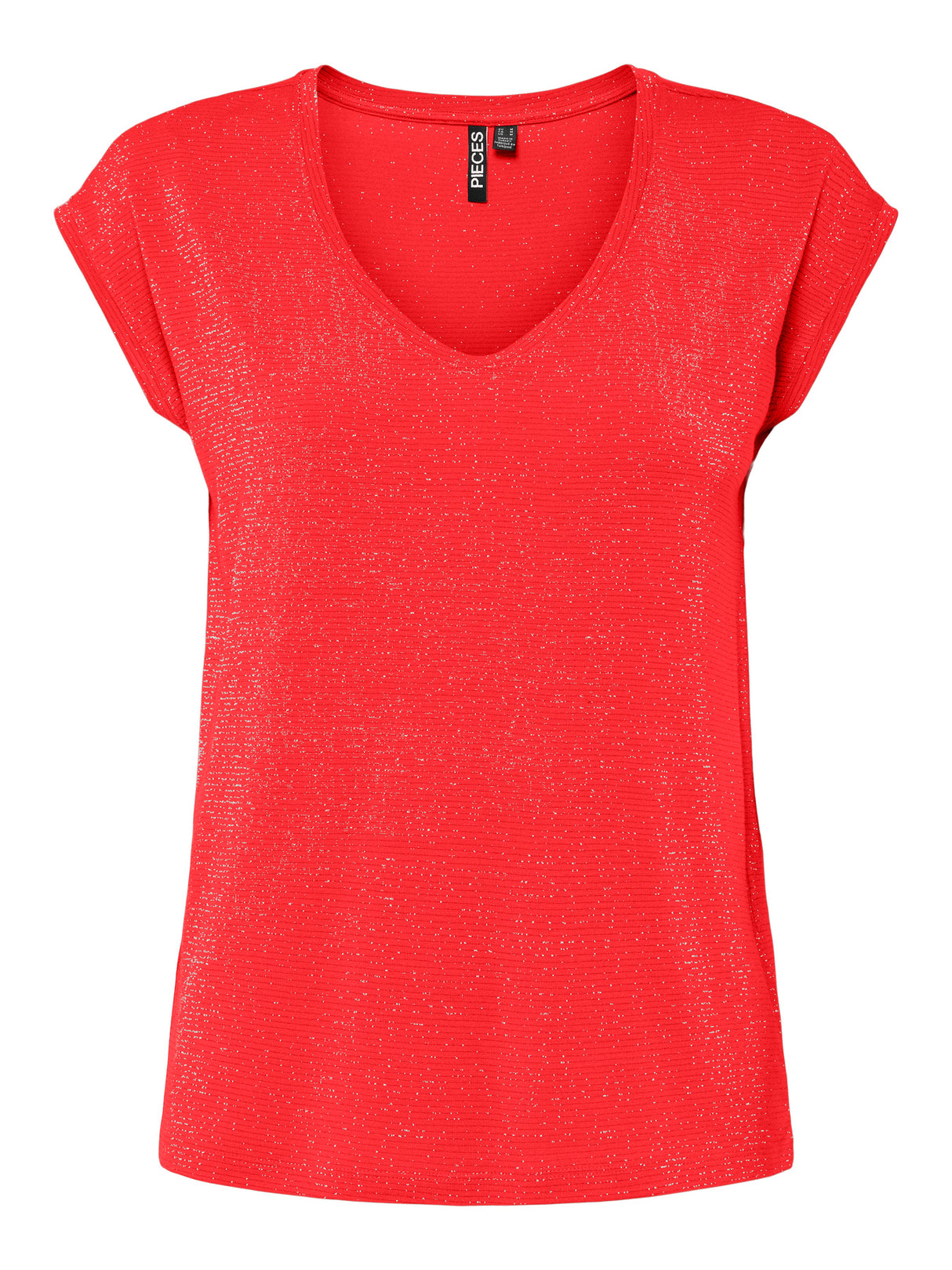 PIECES Poppy Red GOLD LUREX Bluse - 17078572