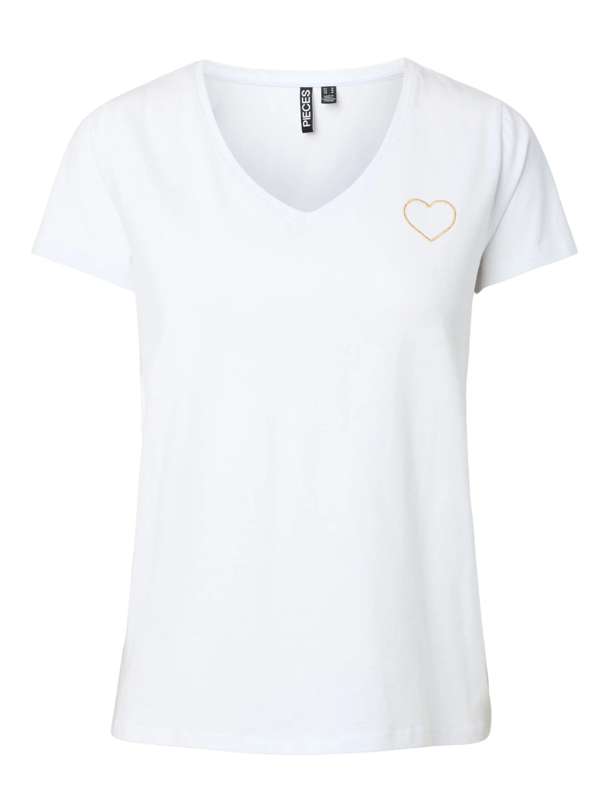 PIECES Bright White GOLD HEART OUTLINE Bluse - 17102921