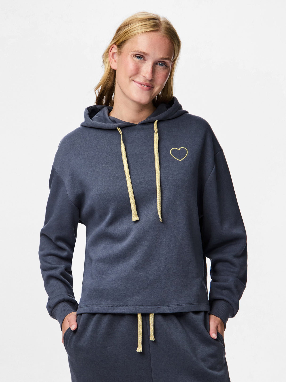 PIECES Ombre Blue GOLD HEART Sweatshirt - 17121098