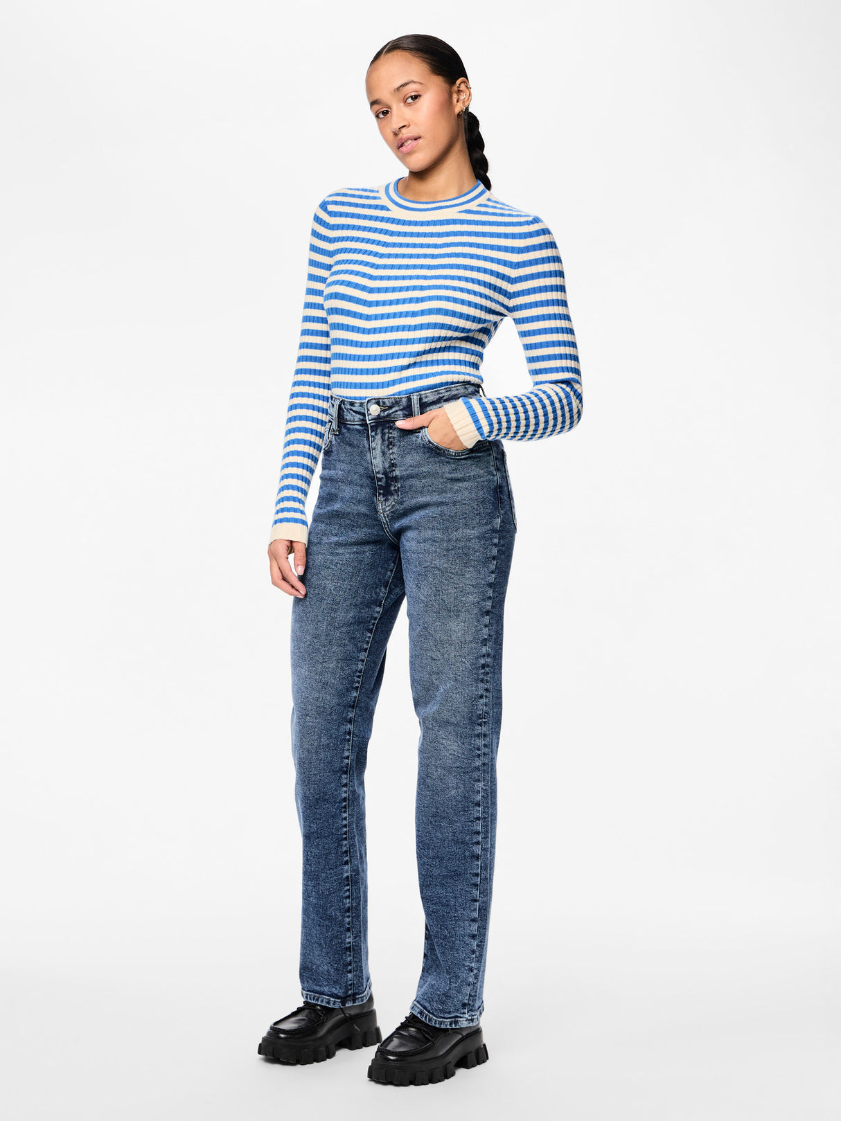 PIECES Medium Blue Denim Bukser - 17147293