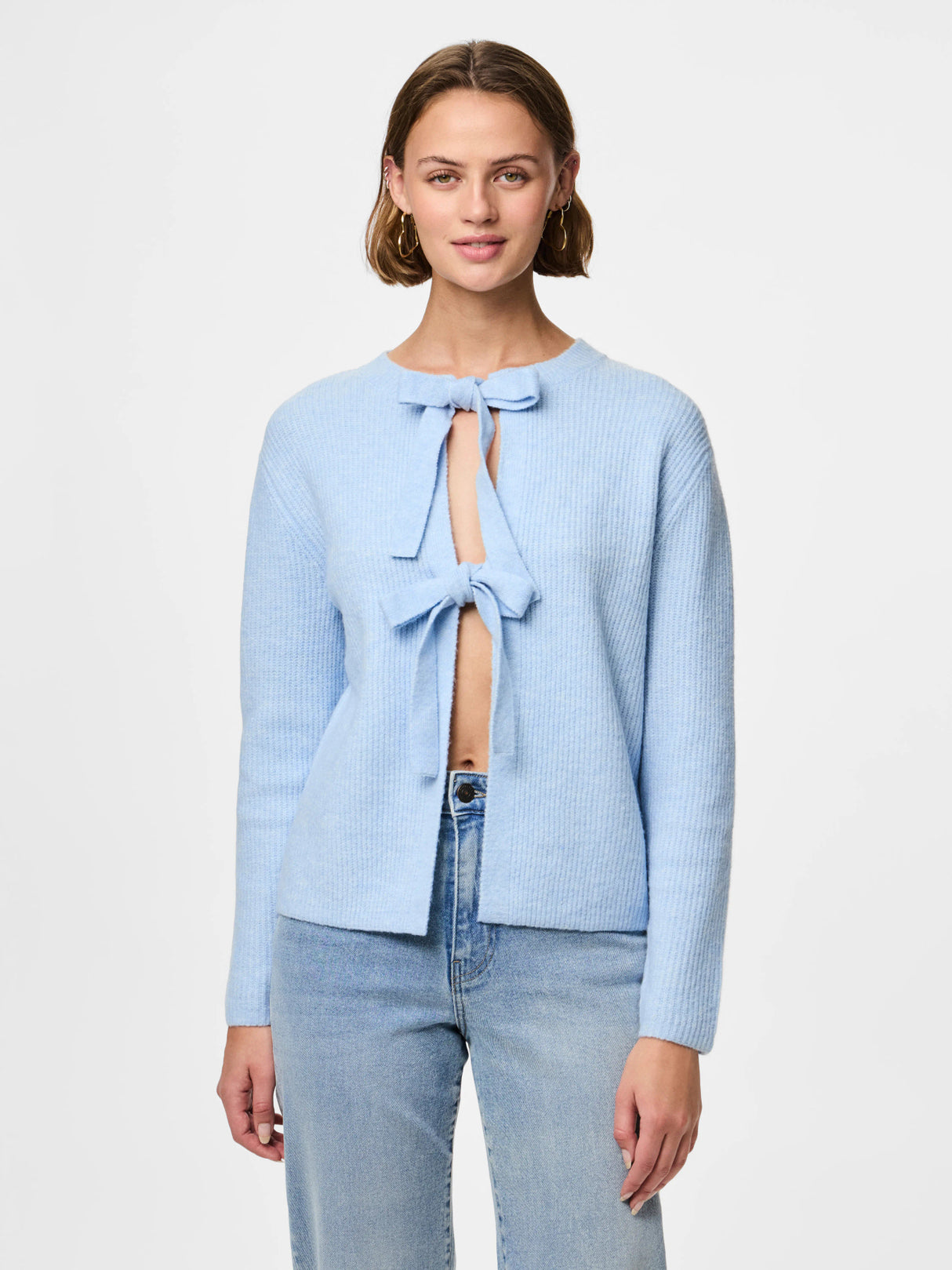 Cashmere Blue MELANGE Striktrøje fra PIECES - 17150235