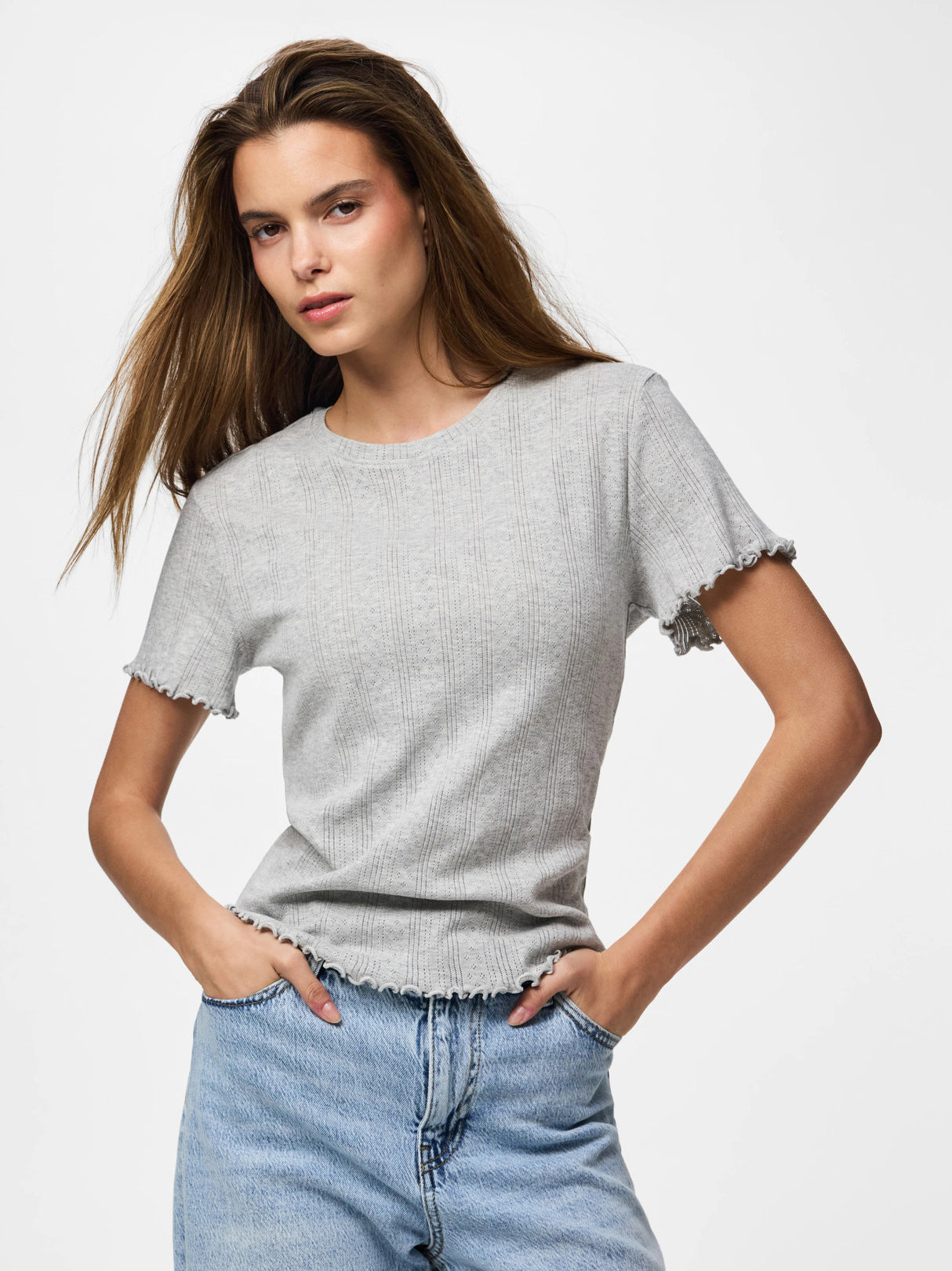 Light Grey Melange Toppe fra PIECES - 17152053