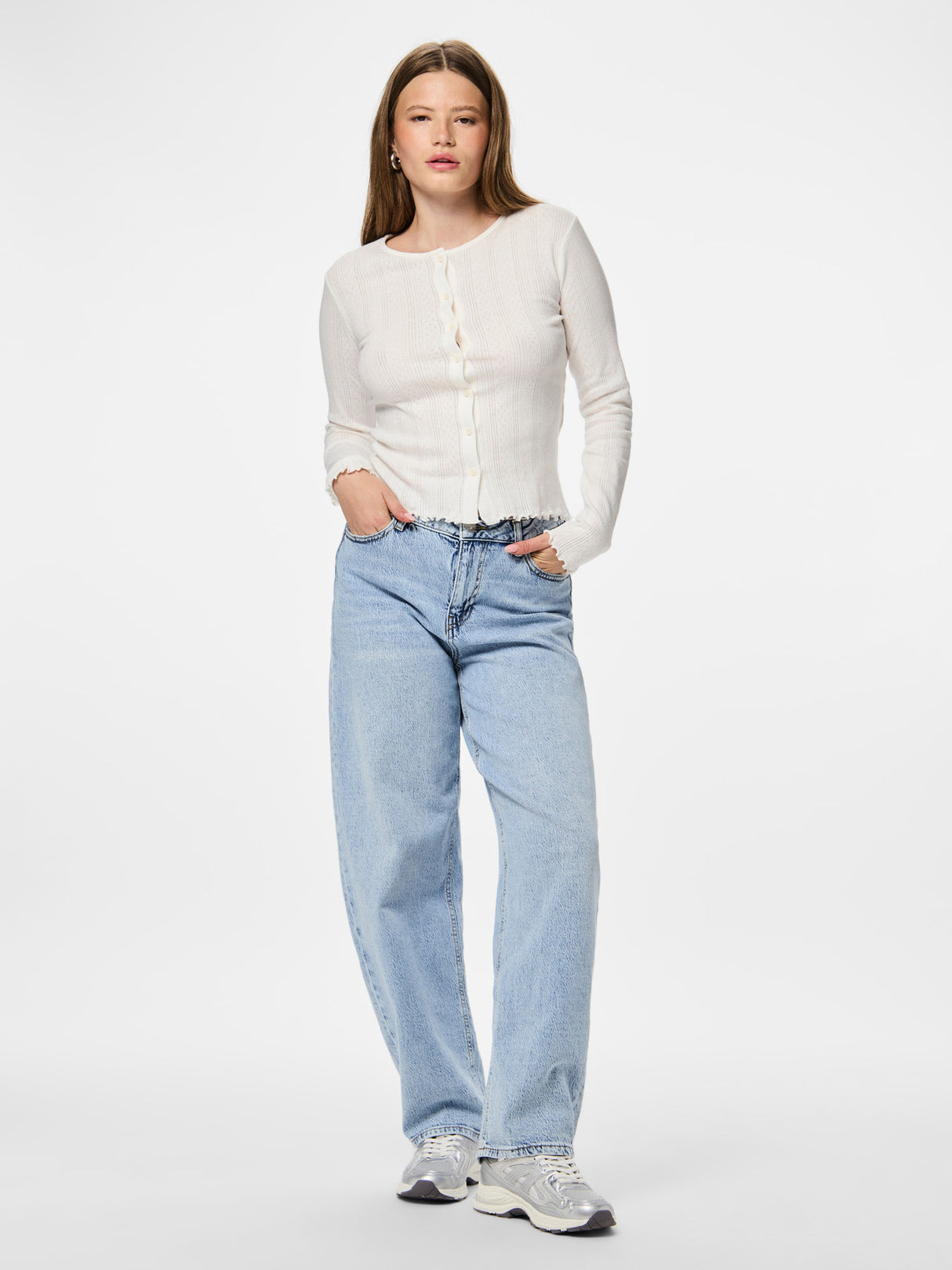 Cloud Dancer Cardigan fra PIECES - 17152189