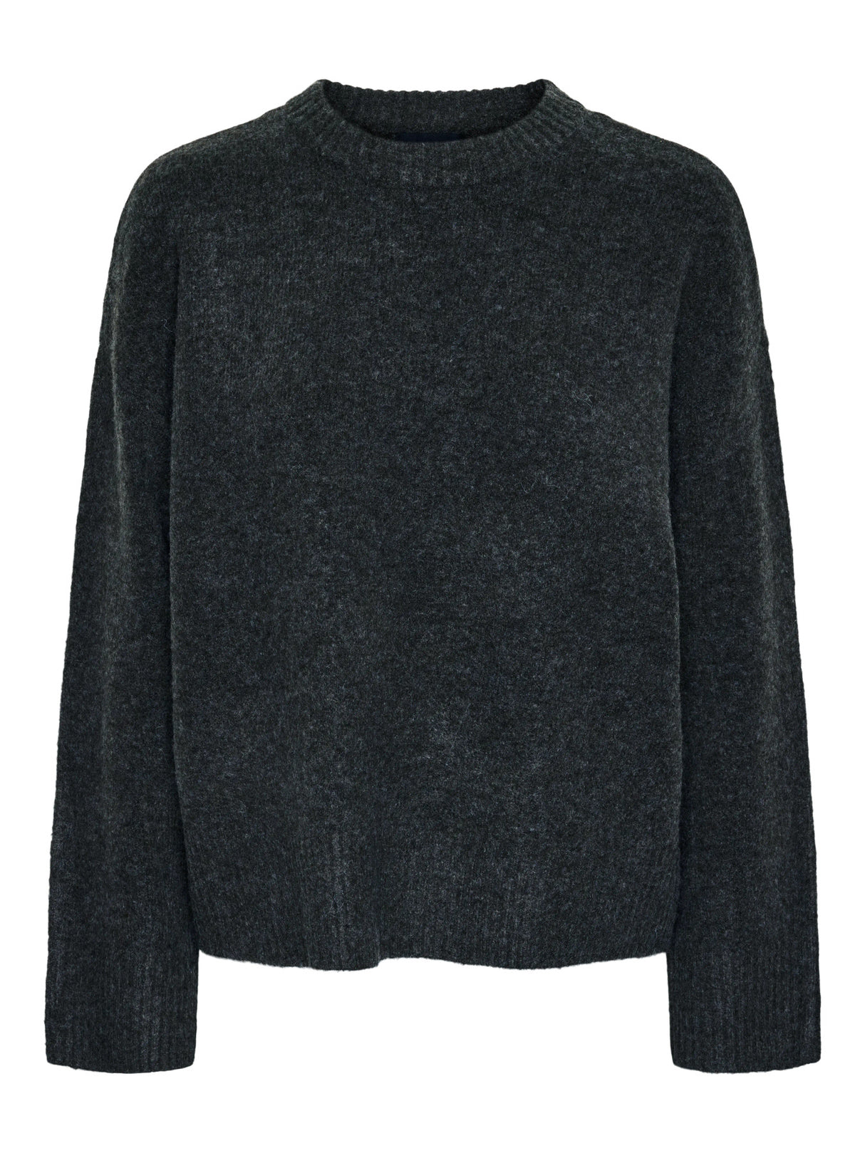 Dark Grey Melange Striktrøje fra PIECES - 17154366