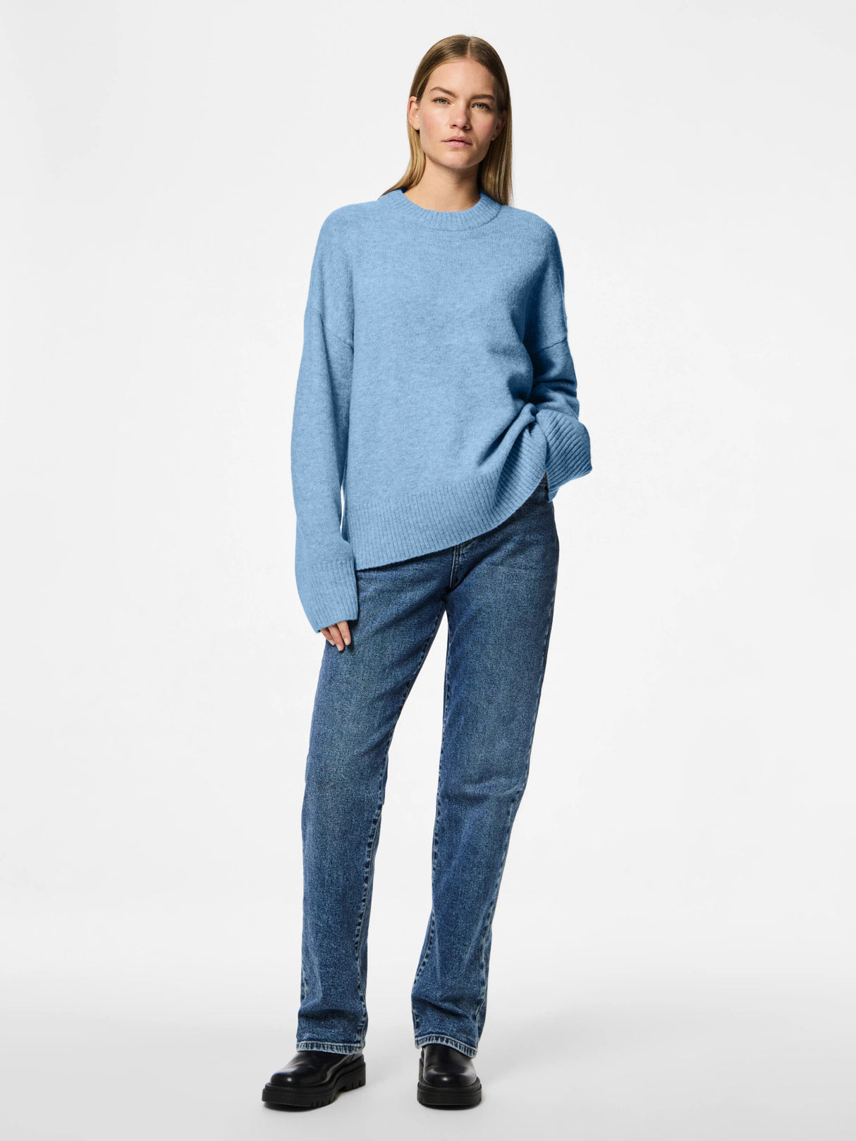 Airy Blue Striktrøje fra PIECES - 17154366