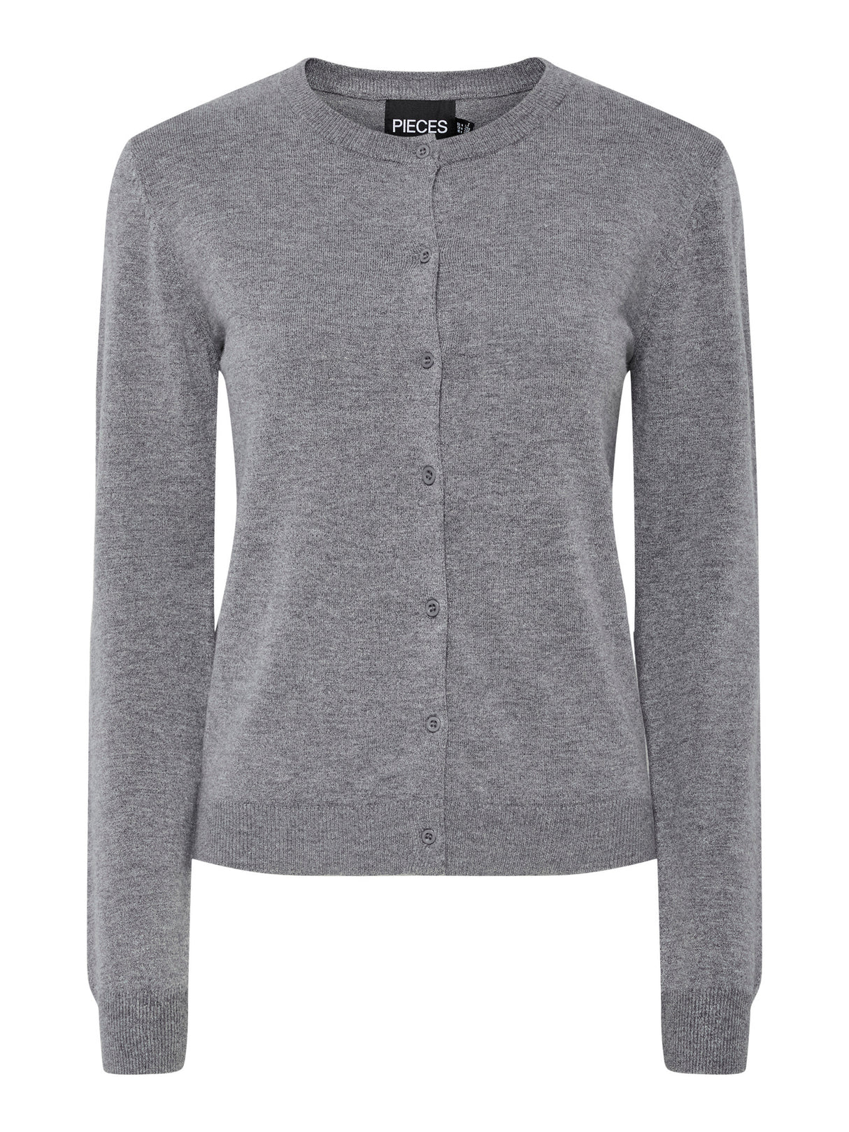 Medium Grey Melange Striktrøje fra PIECES - 17154558