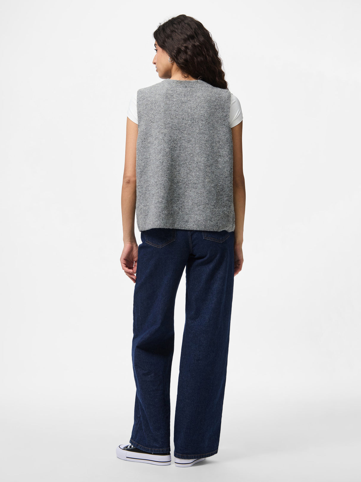 Grå Striktrøje fra PIECES - 17156680