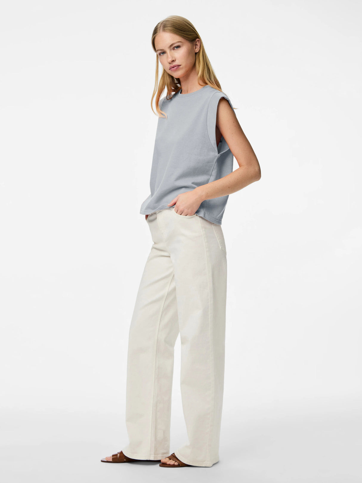 PIECES light gray melange t-shirt