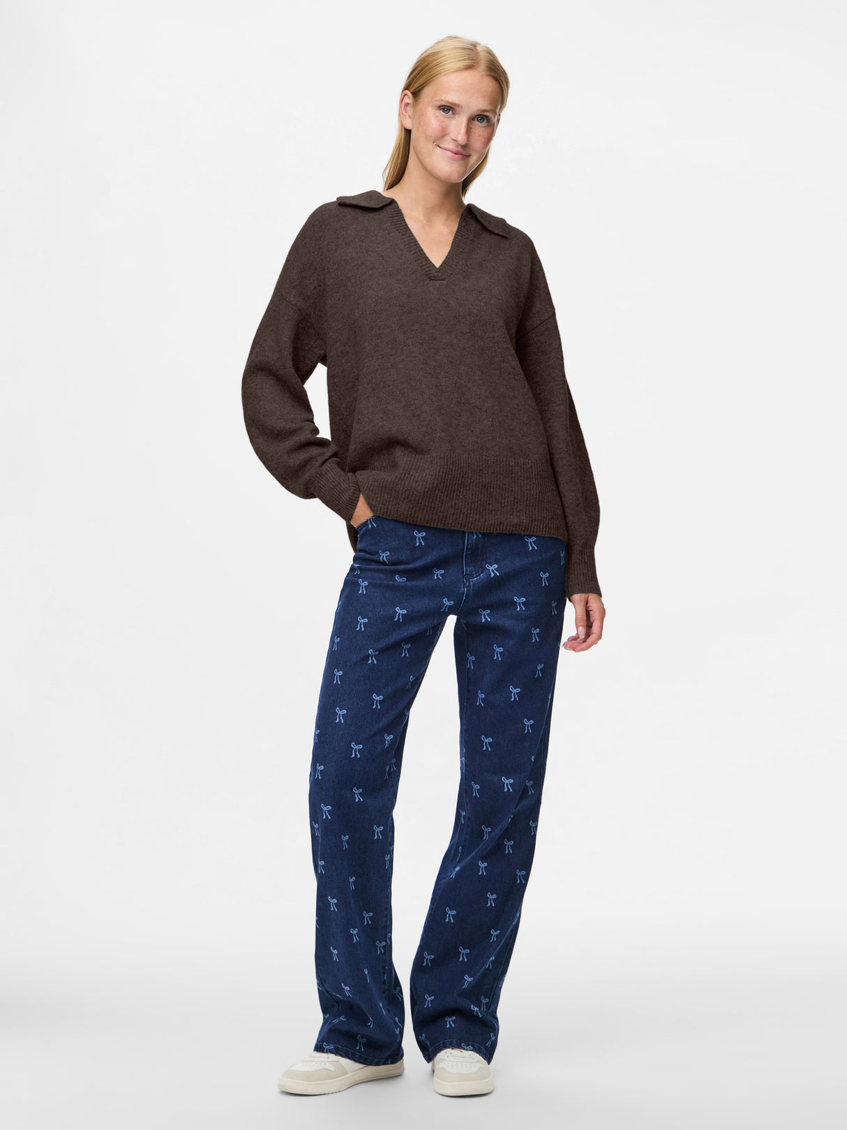 Brun Striktrøje fra PIECES - 17158785